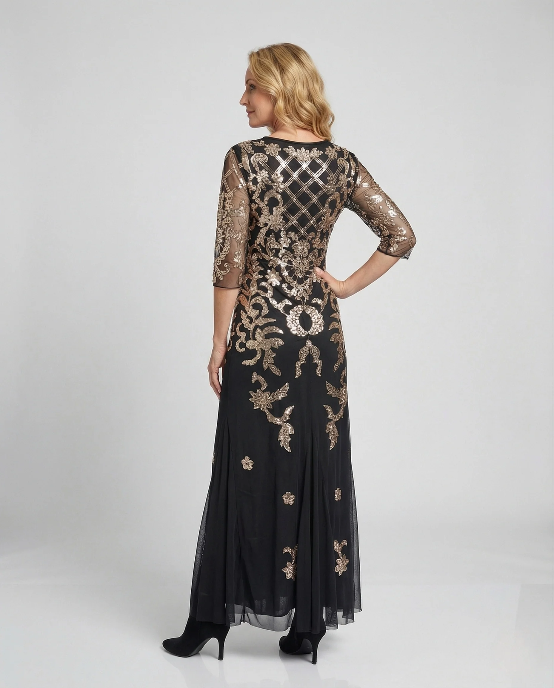 Damen Besticktes Abendkleid mit Mesh und Stickerei - Image 4