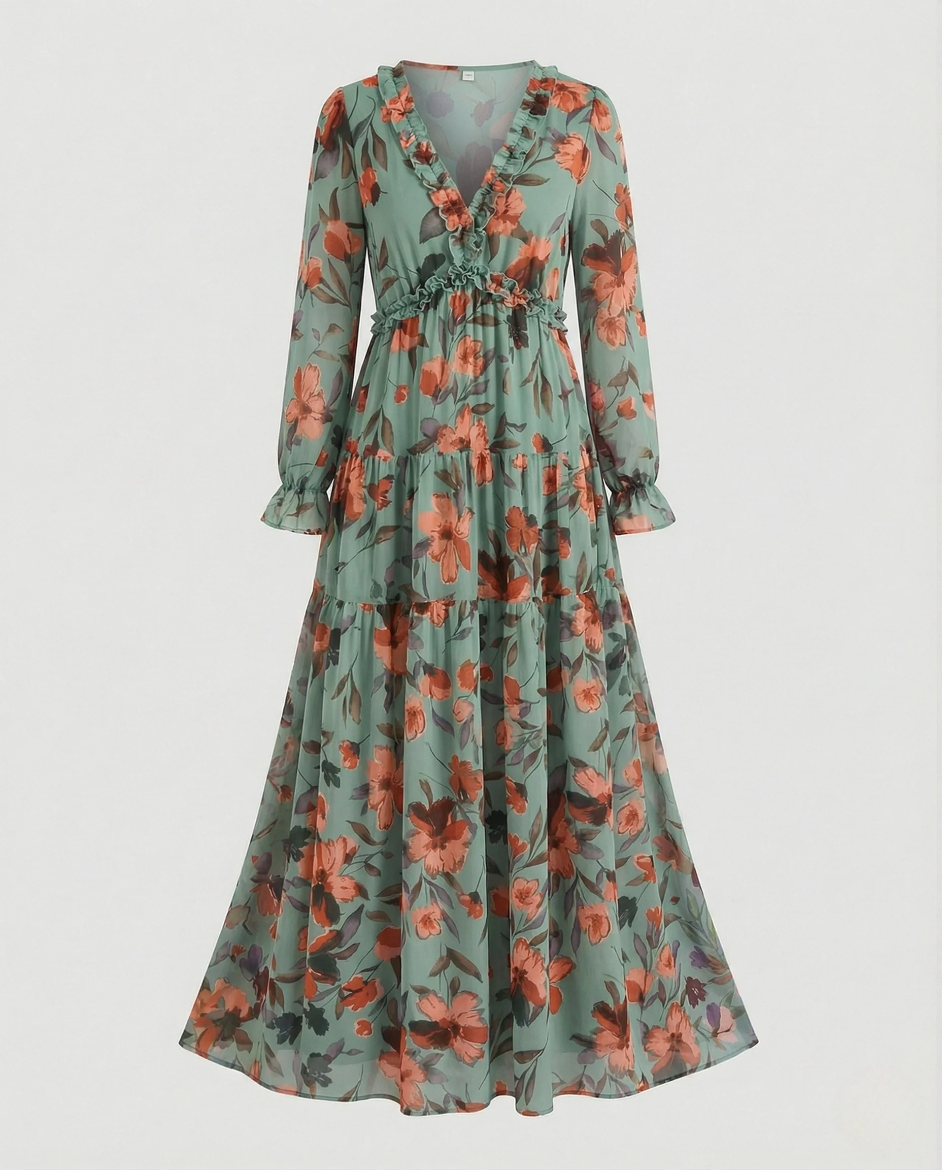 Damen Maxikleid Sommer floral mit Gürtel - Image 6