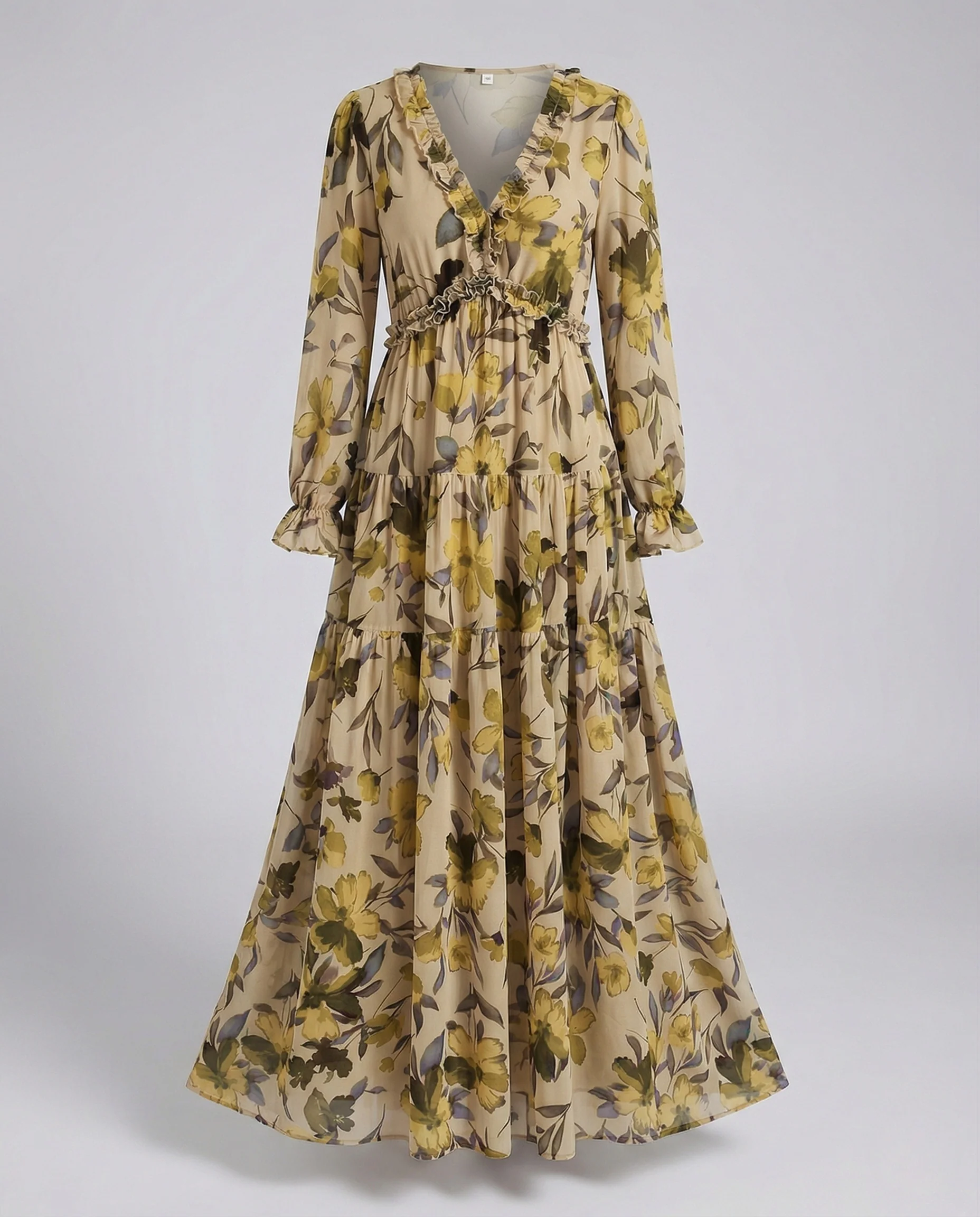 Damen Maxikleid Sommer floral mit Gürtel - Image 8