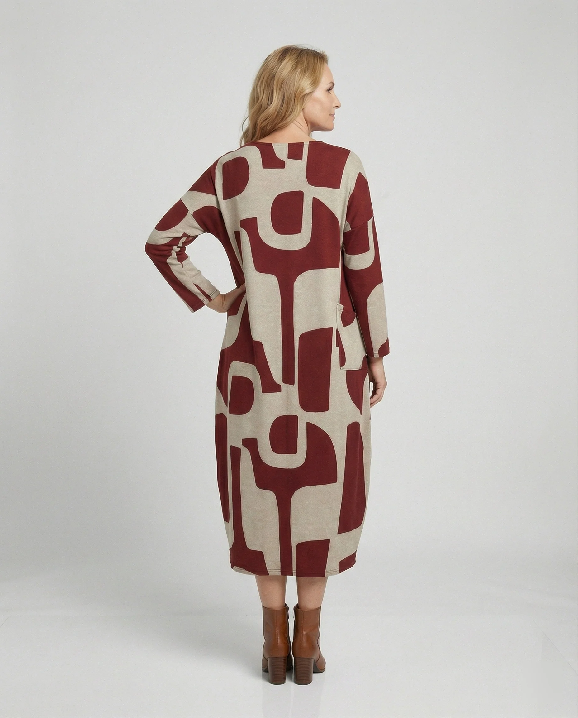 Damen Jerseykleid lang Print - Image 2