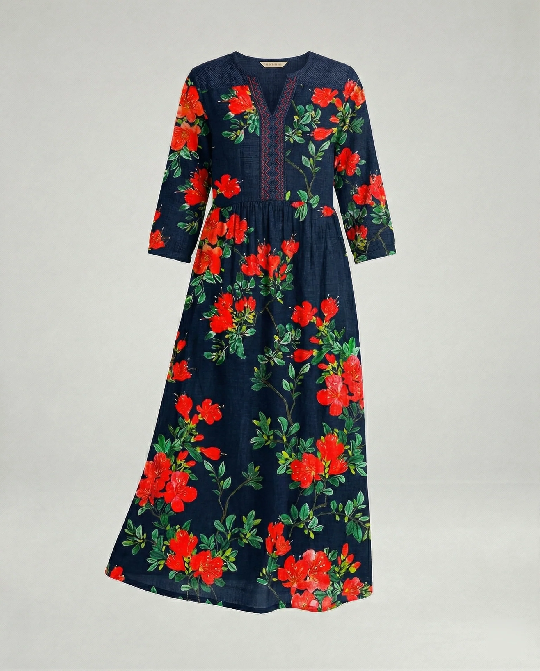 Damen Maxikleid Sommer Leinenoptik V-Ausschnitt - Image 34