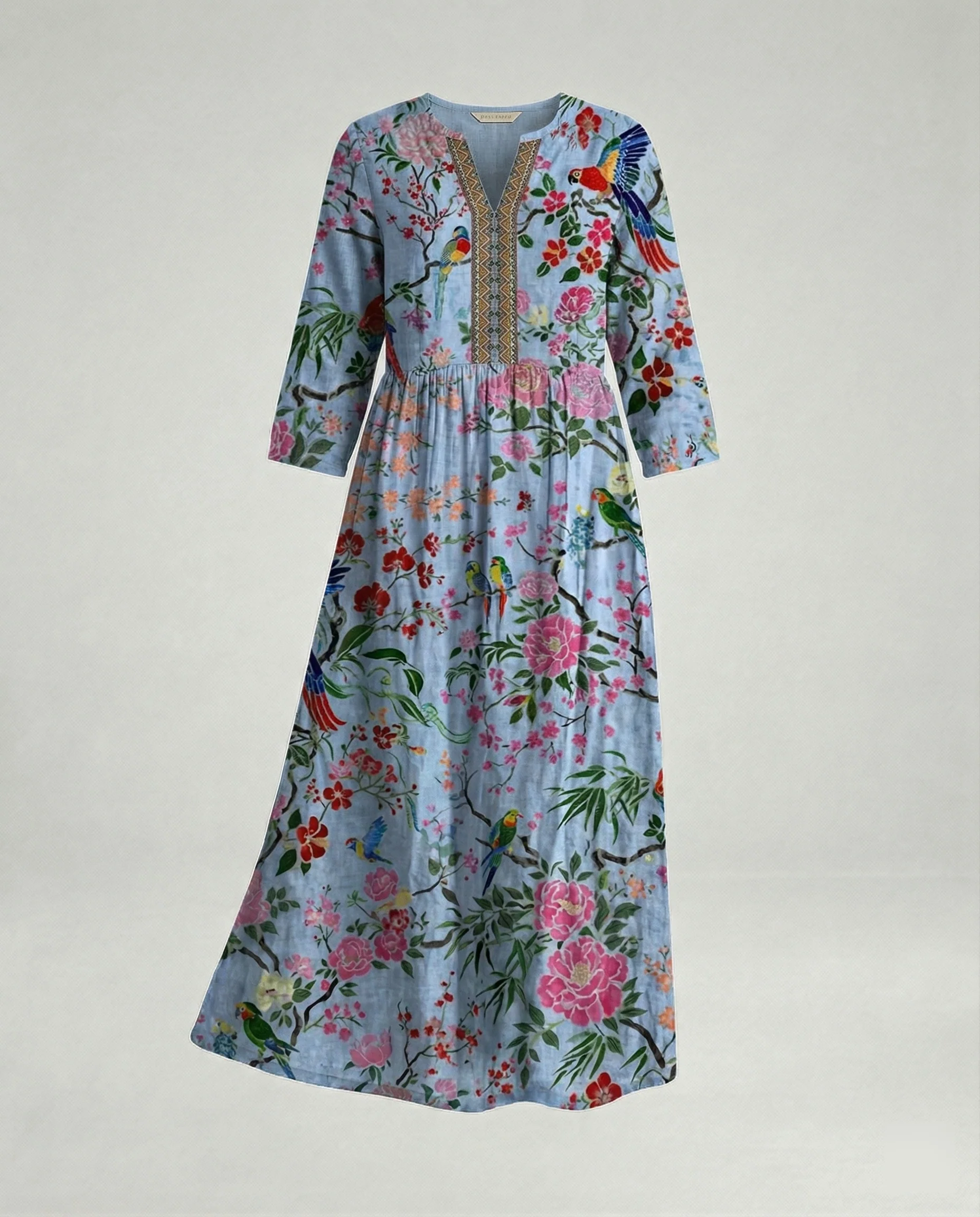 Damen Maxikleid Sommer Leinenoptik V-Ausschnitt - Image 36