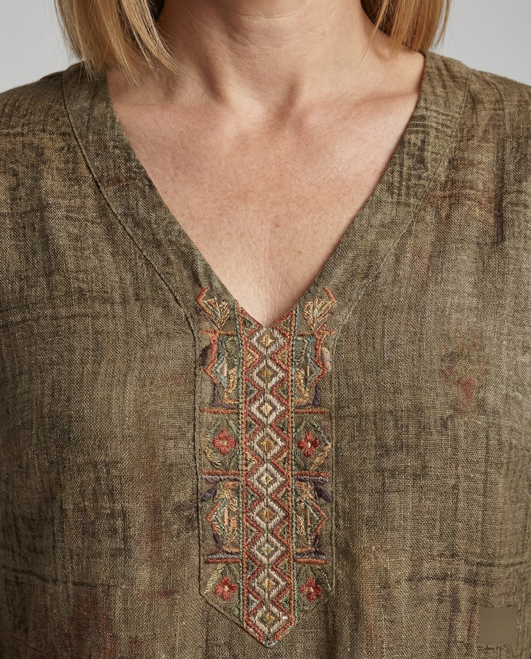 Damen Maxikleid Sommer Leinenoptik V-Ausschnitt - Image 39