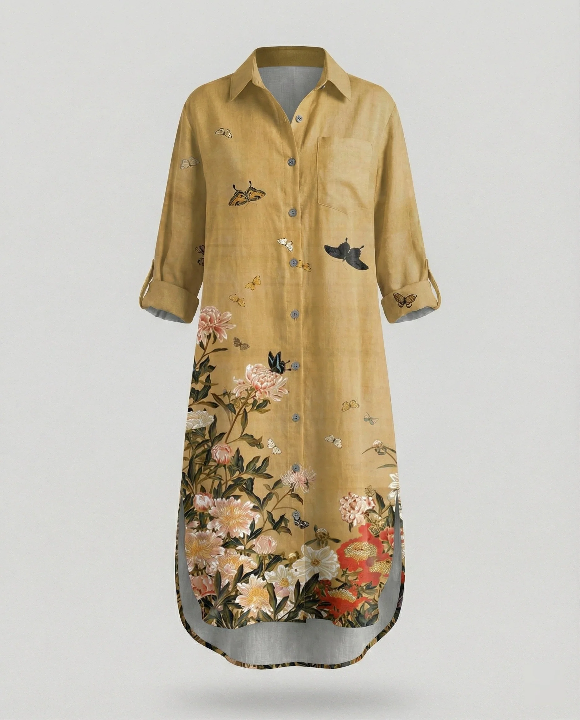 Damen Kaftan Kleid lang Seidenoptik - Image 12