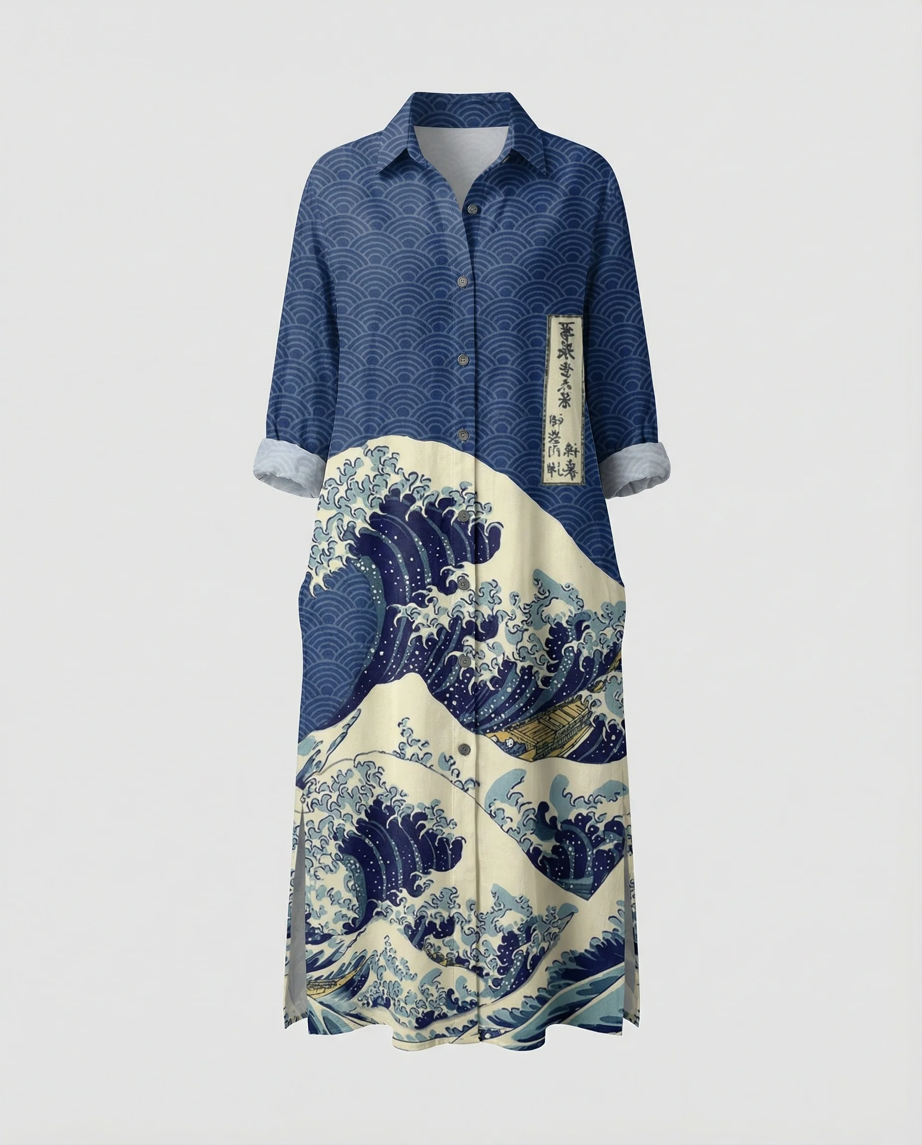 Damen Kaftan Kleid lang Seidenoptik - Image 15