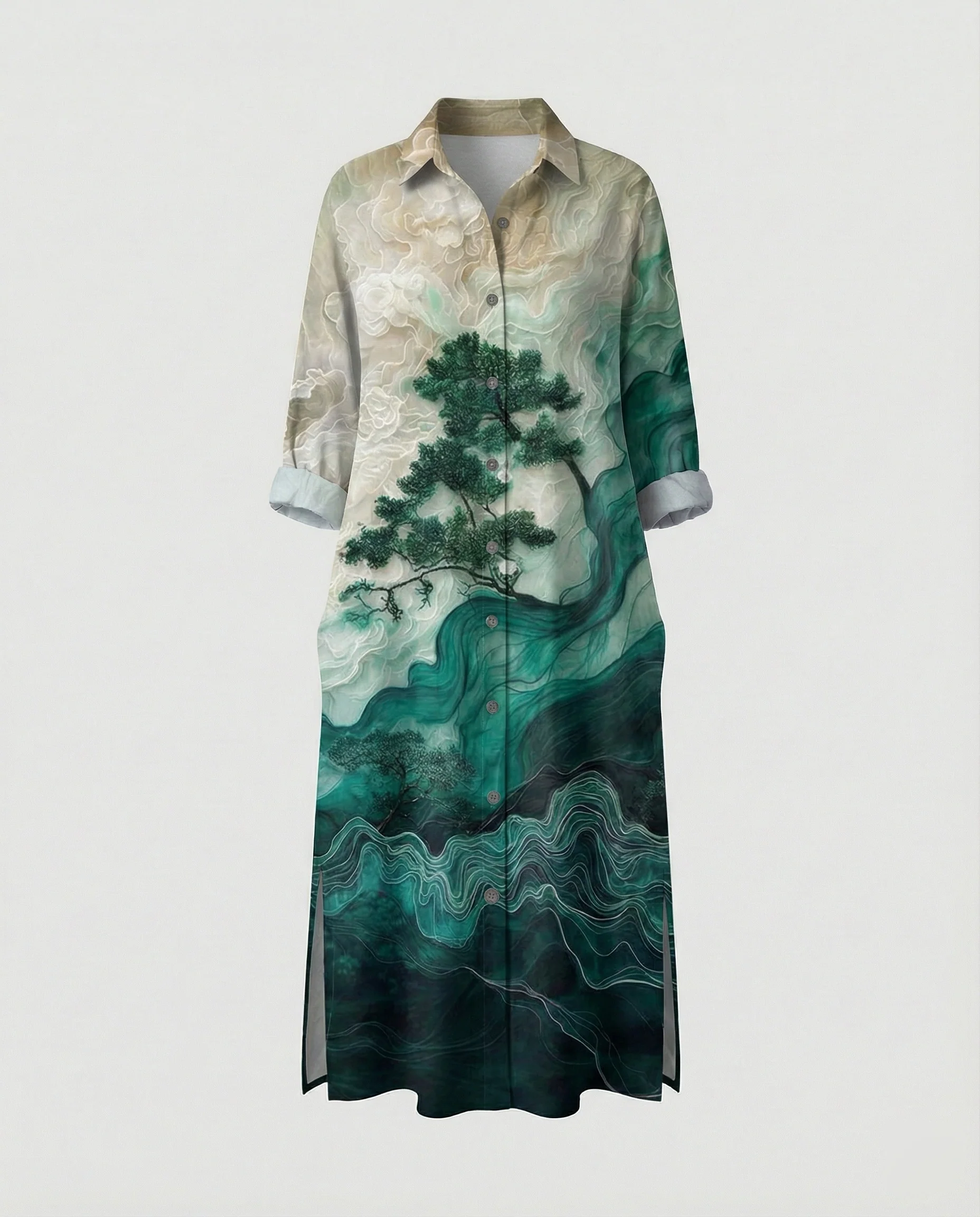 Damen Kaftan Kleid lang Seidenoptik - Image 17