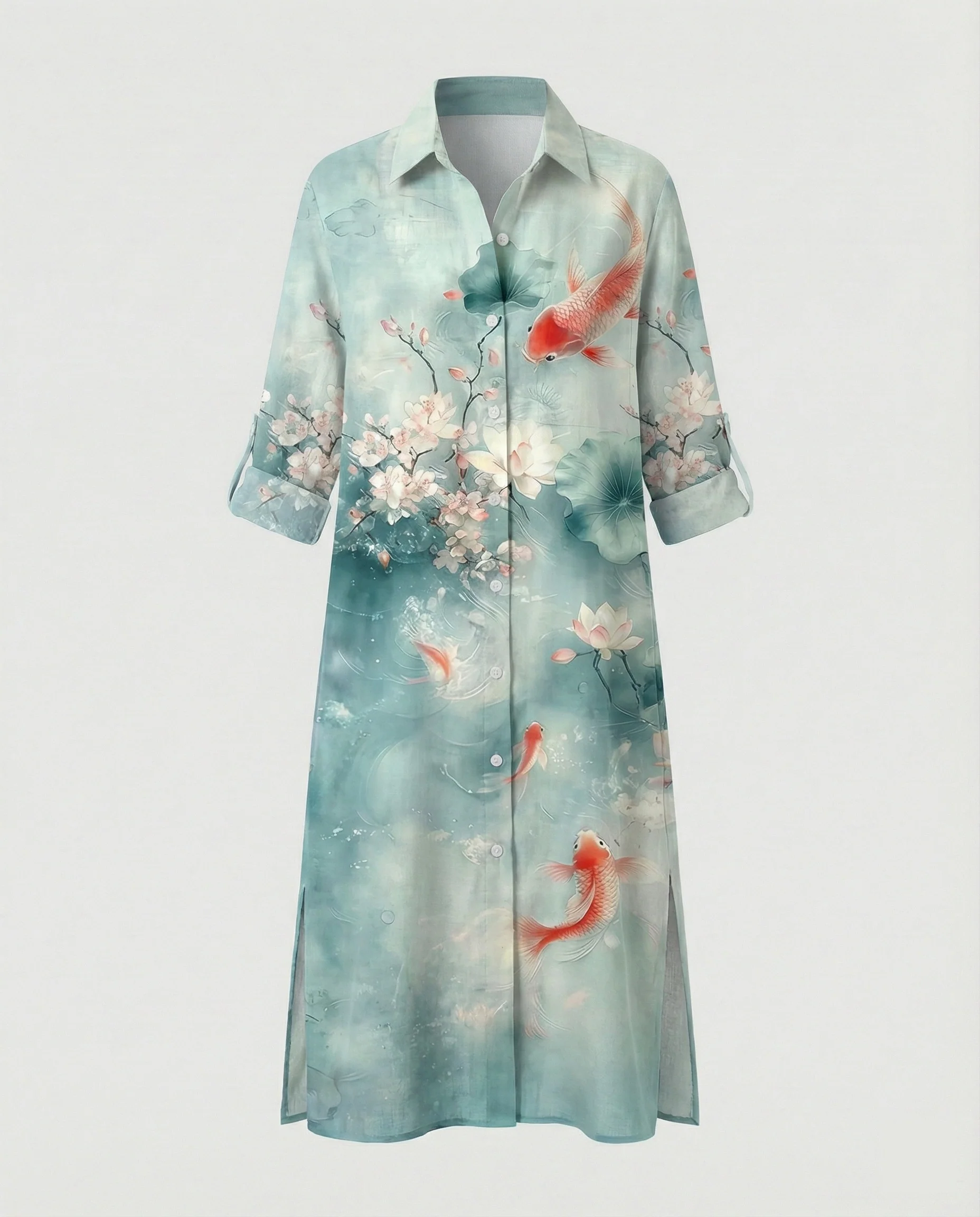 Damen Kaftan Kleid lang Seidenoptik - Image 23