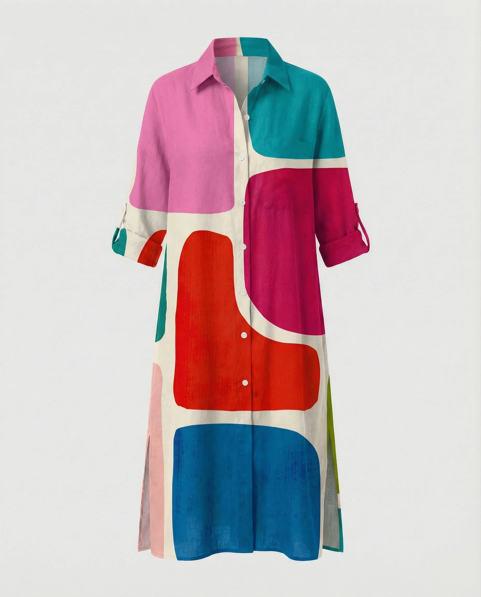 Damen Kaftan Kleid lang Seidenoptik - Image 24