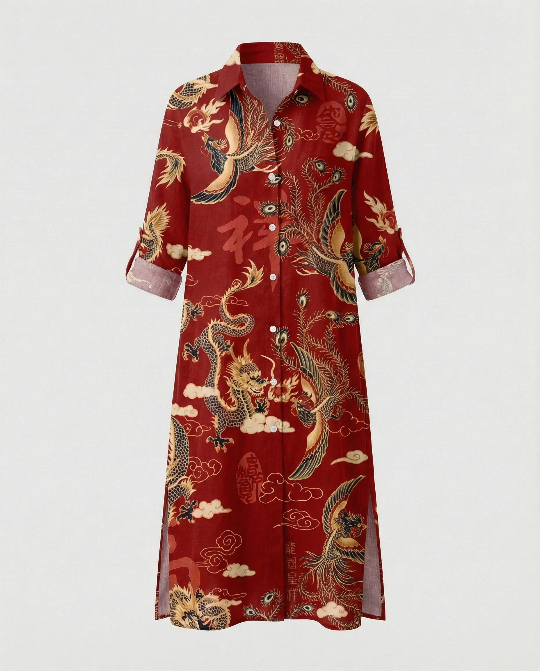 Damen Kaftan Kleid lang Seidenoptik - Image 26
