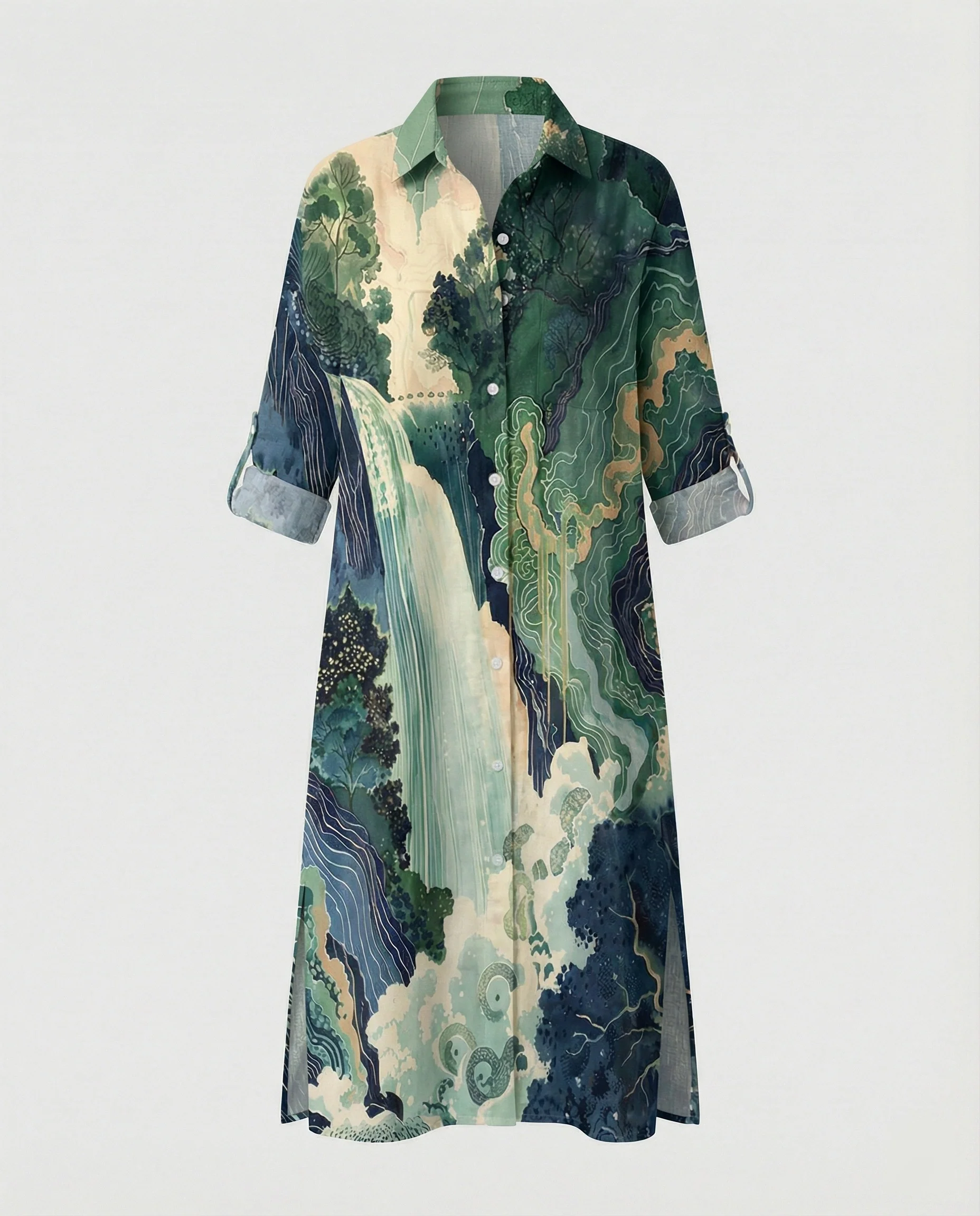 Damen Kaftan Kleid lang Seidenoptik - Image 29