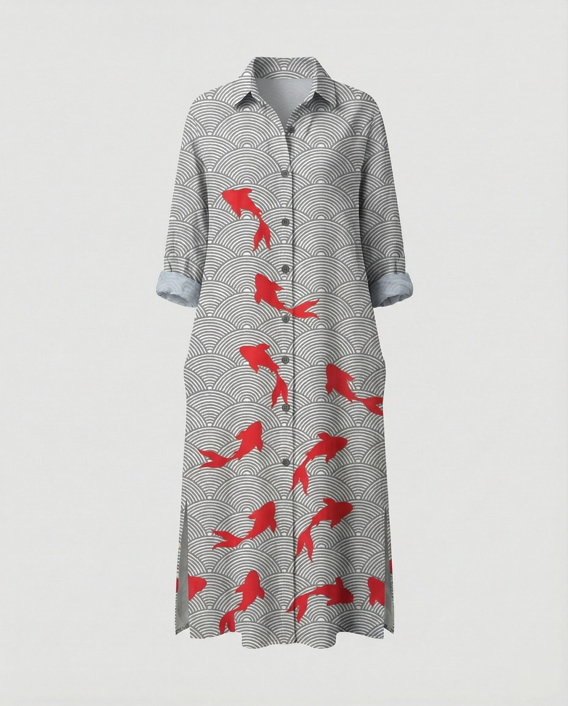 Damen Kaftan Kleid lang Seidenoptik - Image 3