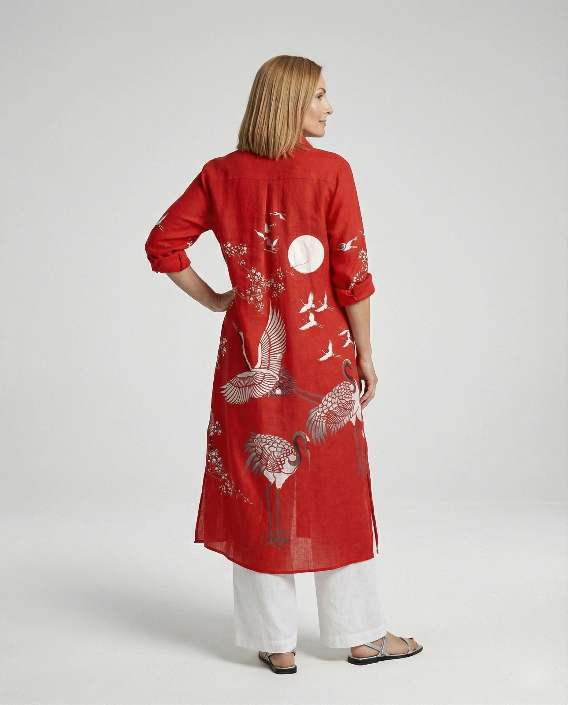 Damen Kaftan Kleid lang Seidenoptik - Image 34