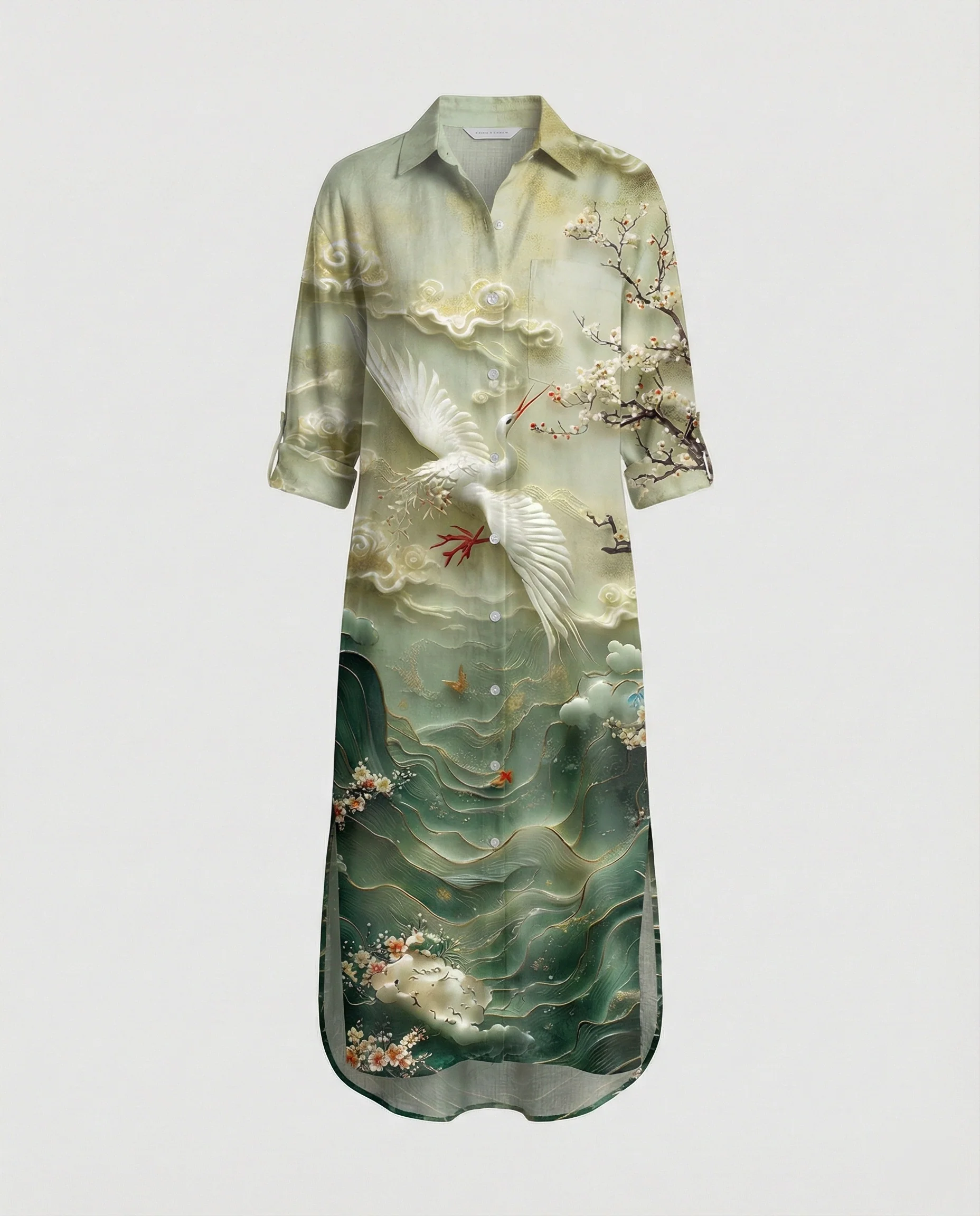 Damen Kaftan Kleid lang Seidenoptik - Image 39