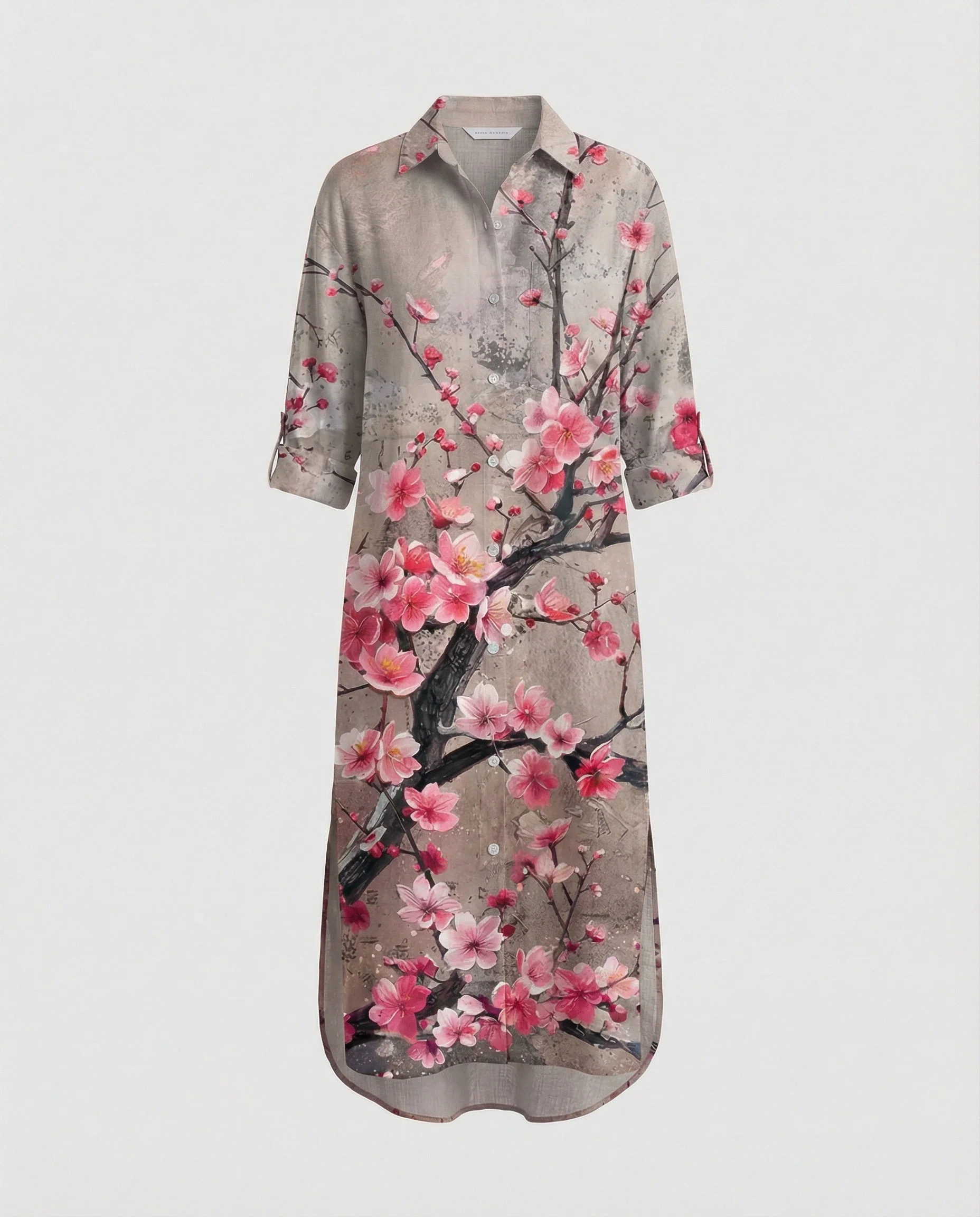 Damen Kaftan Kleid lang Seidenoptik - Image 4