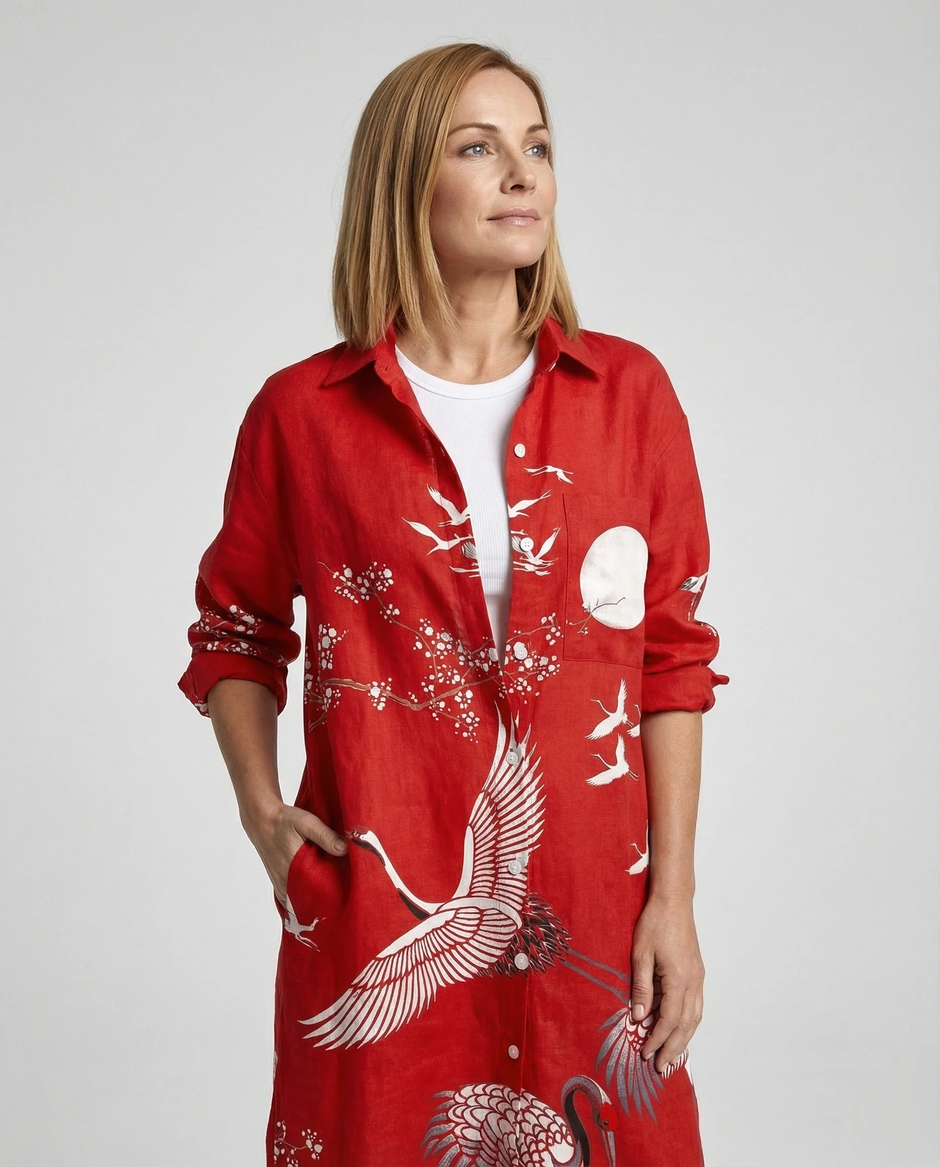 Damen Kaftan Kleid lang Seidenoptik - Image 46