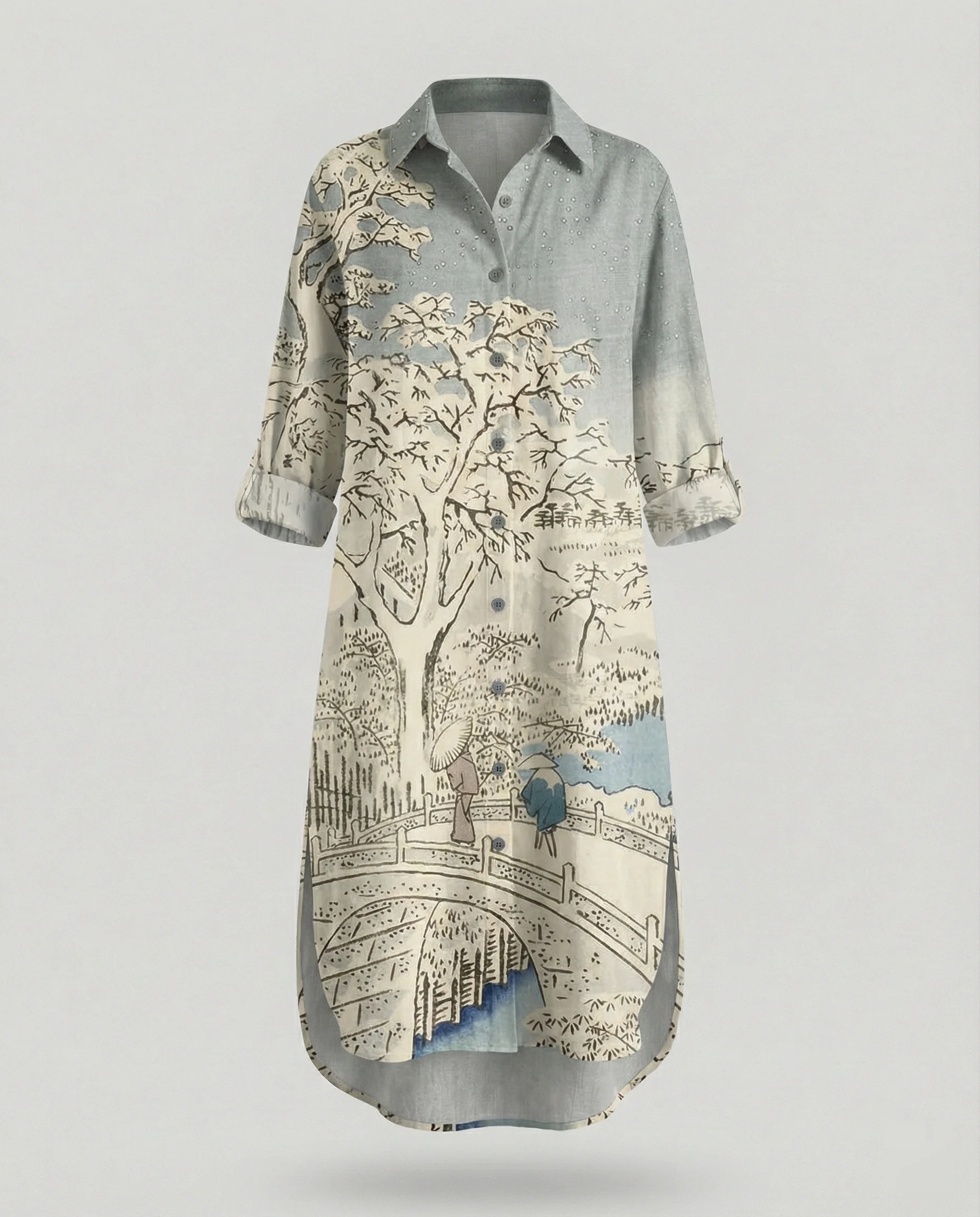 Damen Kaftan Kleid lang Seidenoptik - Image 5