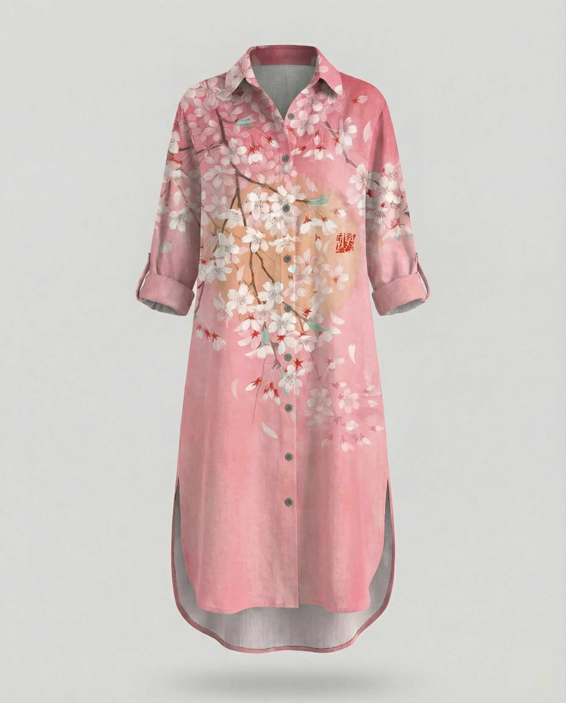 Damen Kaftan Kleid lang Seidenoptik - Image 6