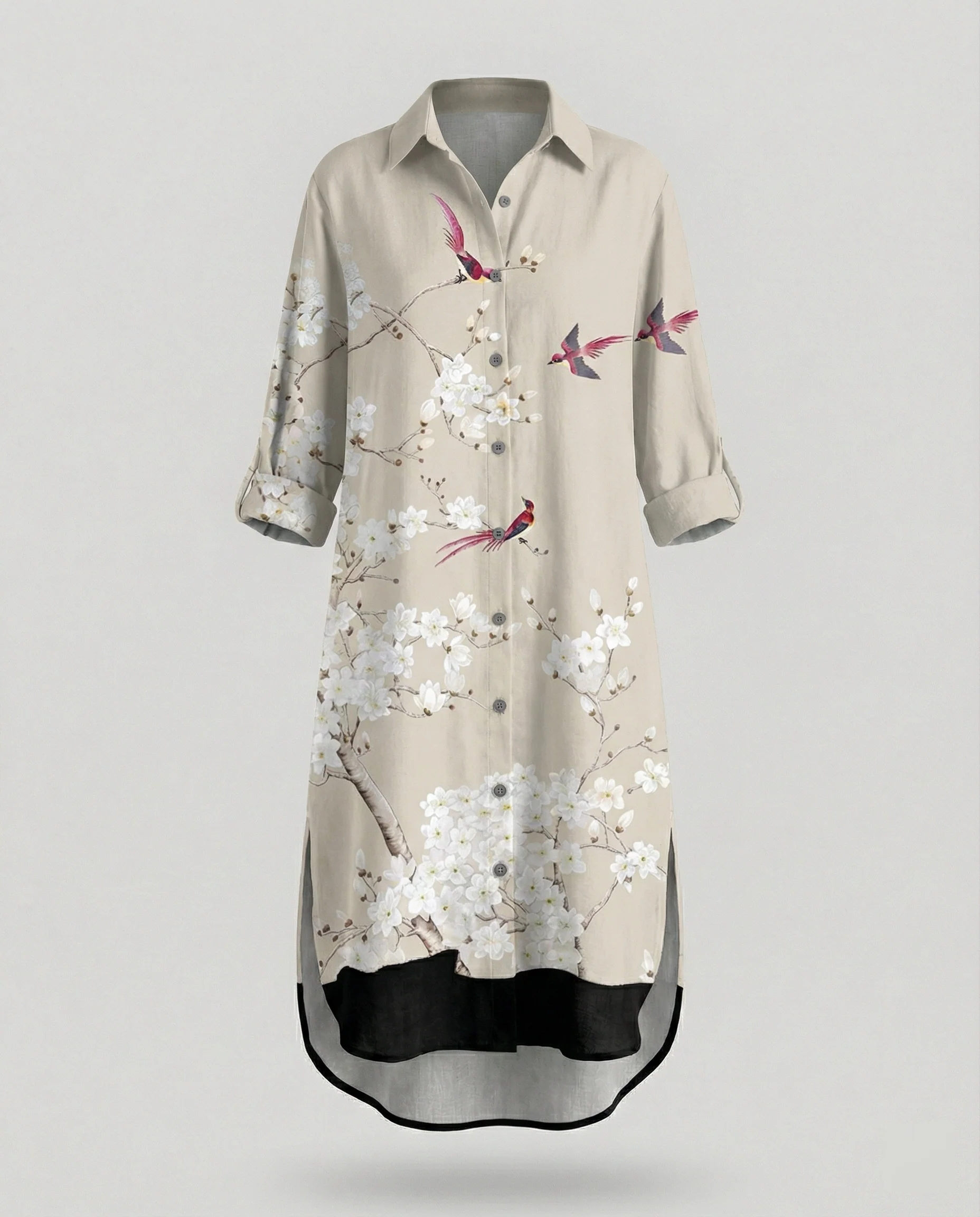 Damen Kaftan Kleid lang Seidenoptik - Image 9