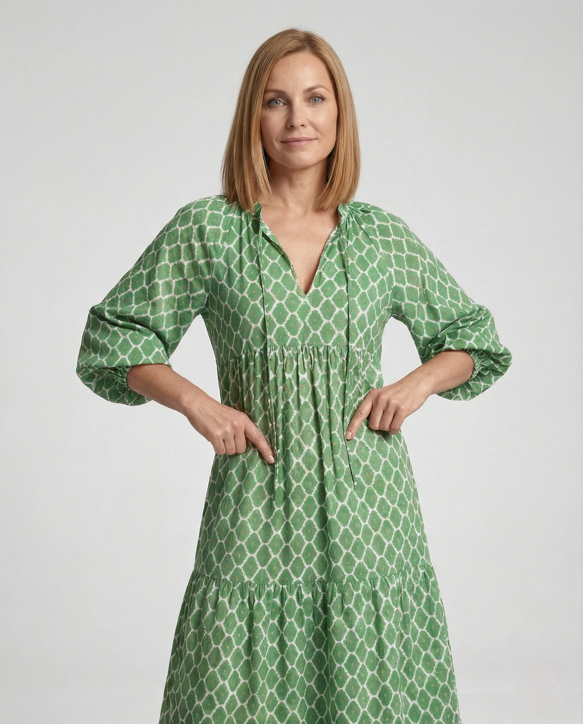 V-Ausschnitt Kleid Geometrisch Print Damen - Image 2