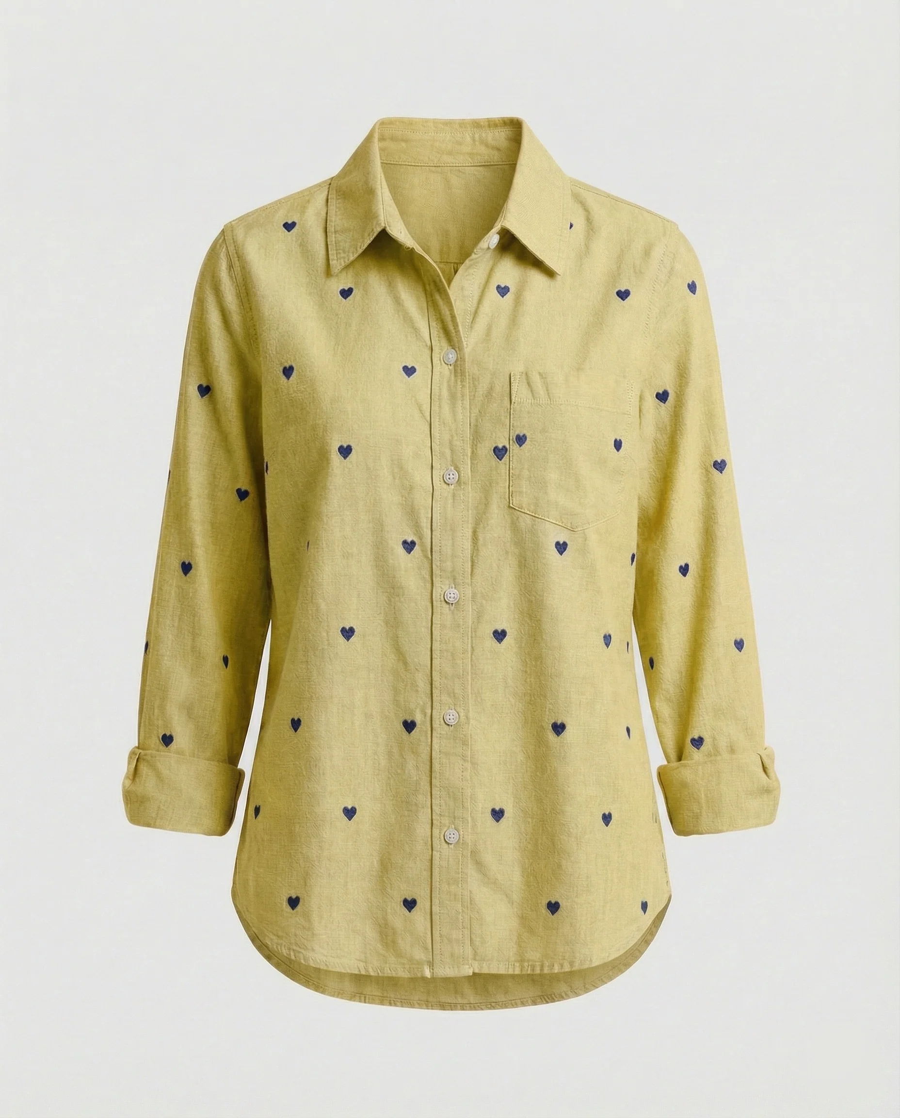 Damen Jeansbluse Herz Print - Image 4