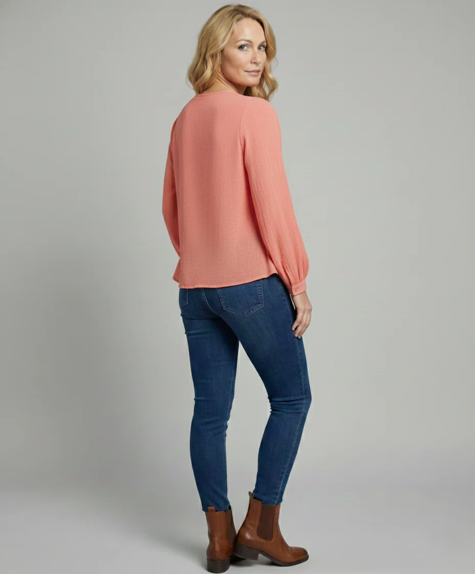 Bluse Damen Lässig Tailliert - Image 3