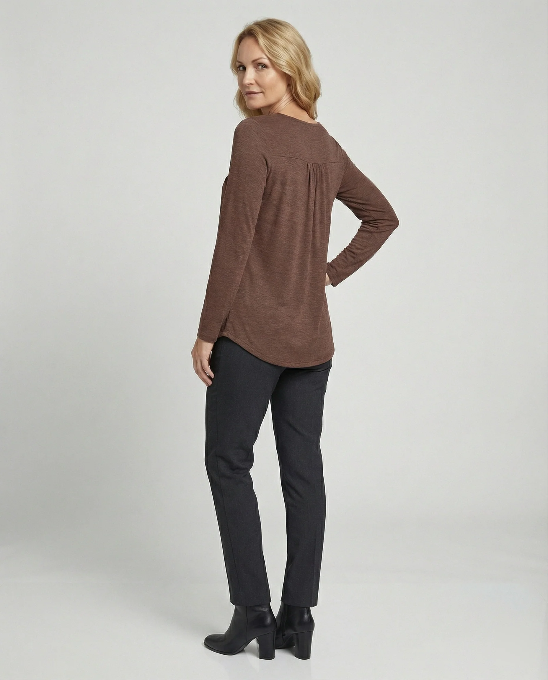 Damen Tunika Damen Langarm Henley - Image 3
