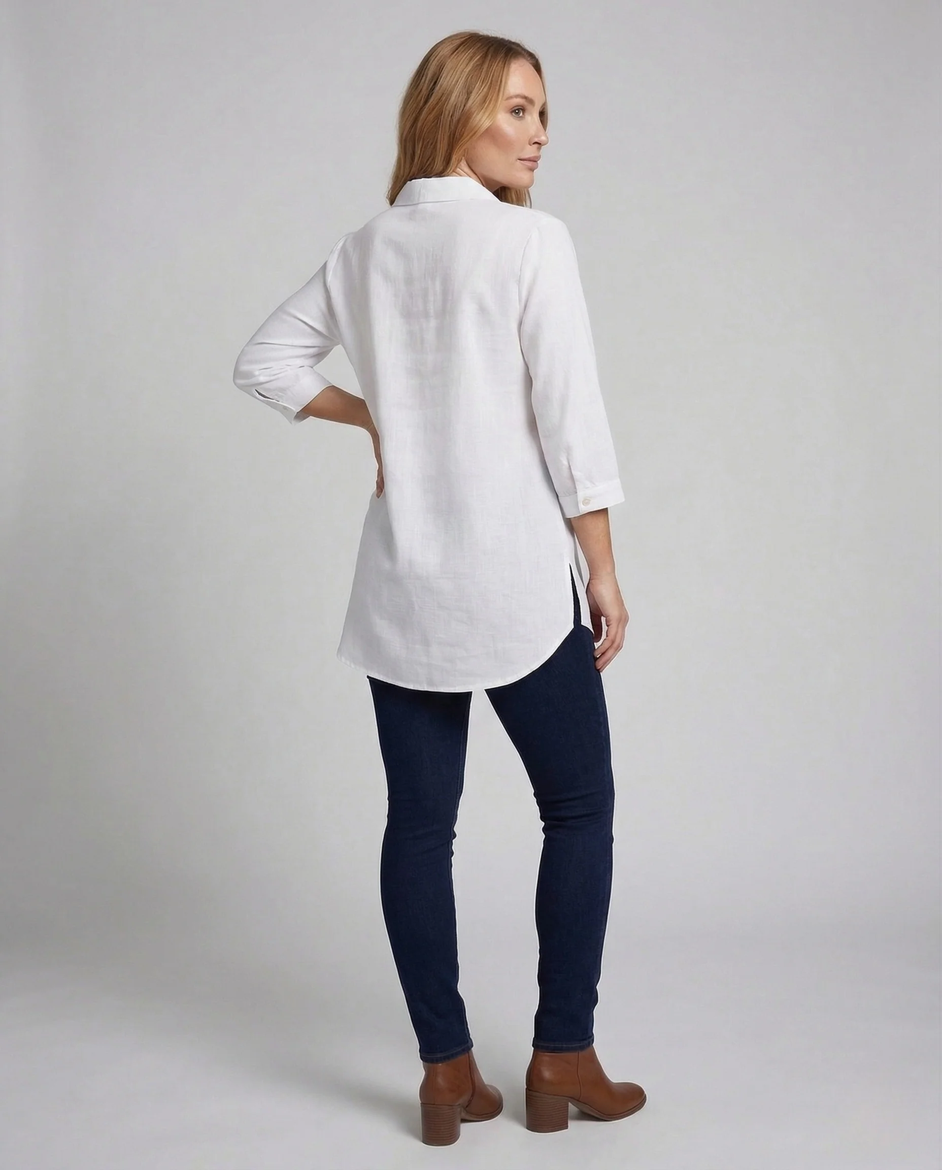 Damen Longbluse Schalkragen 3/4 Ärmel - Image 4
