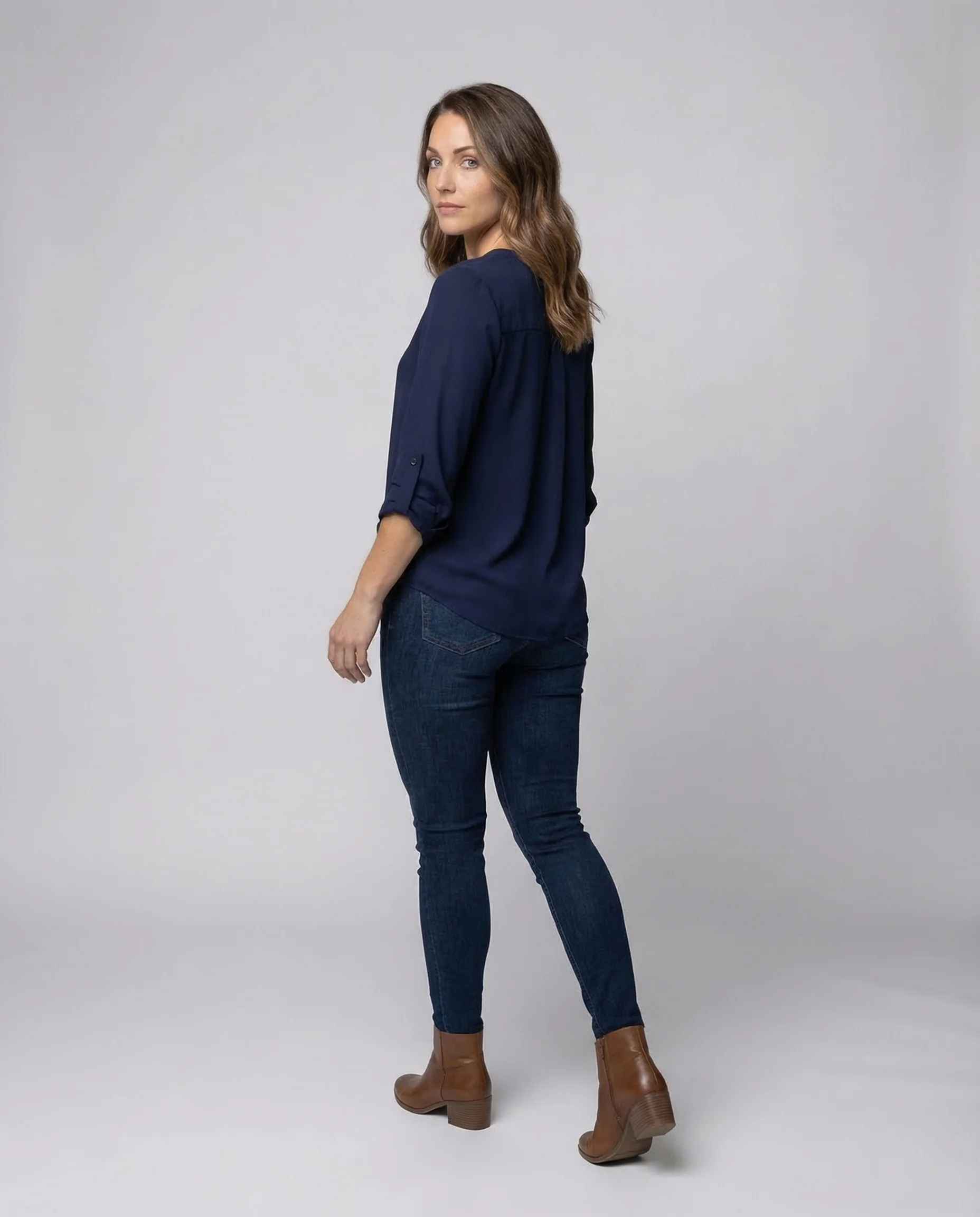 Damen Chiffonbluse V Ausschnitt Weit - Image 4