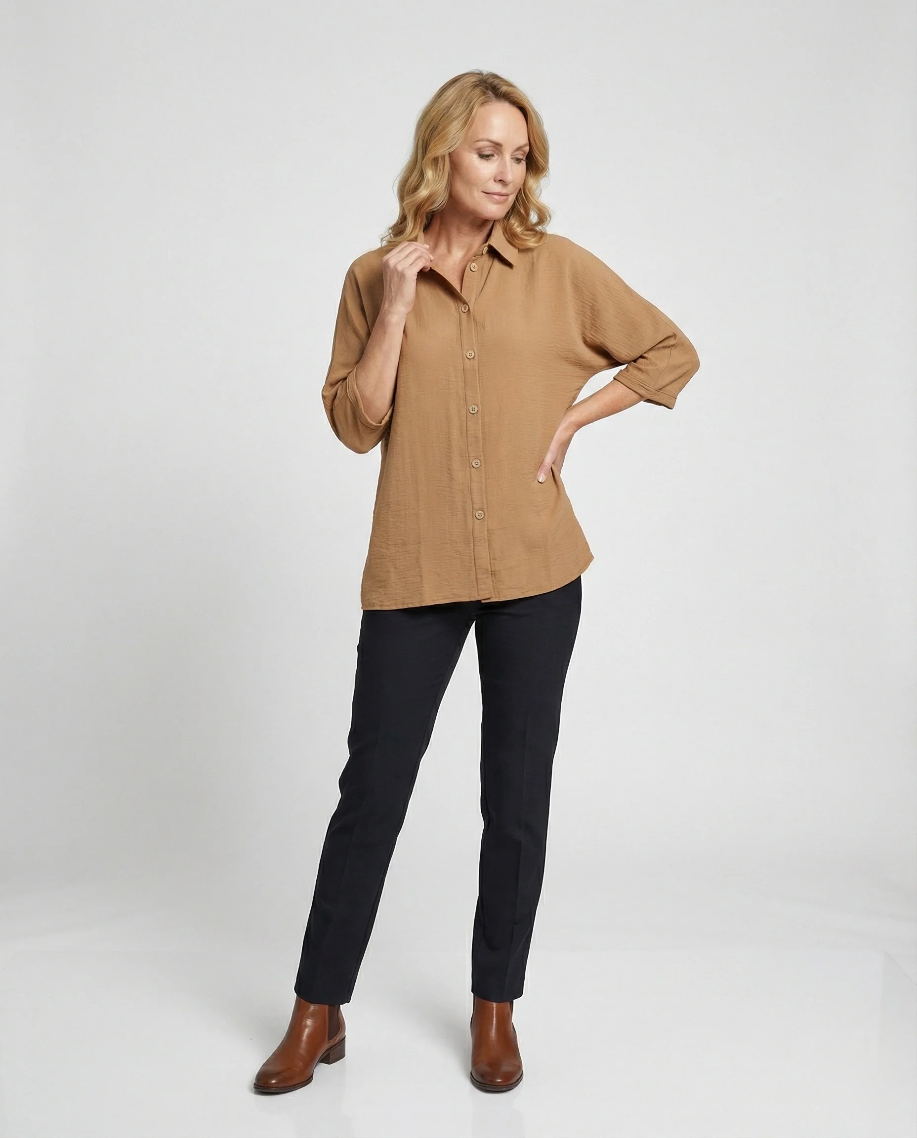Damen Hemdbluse Oversize mit Knopfleiste - Image 2