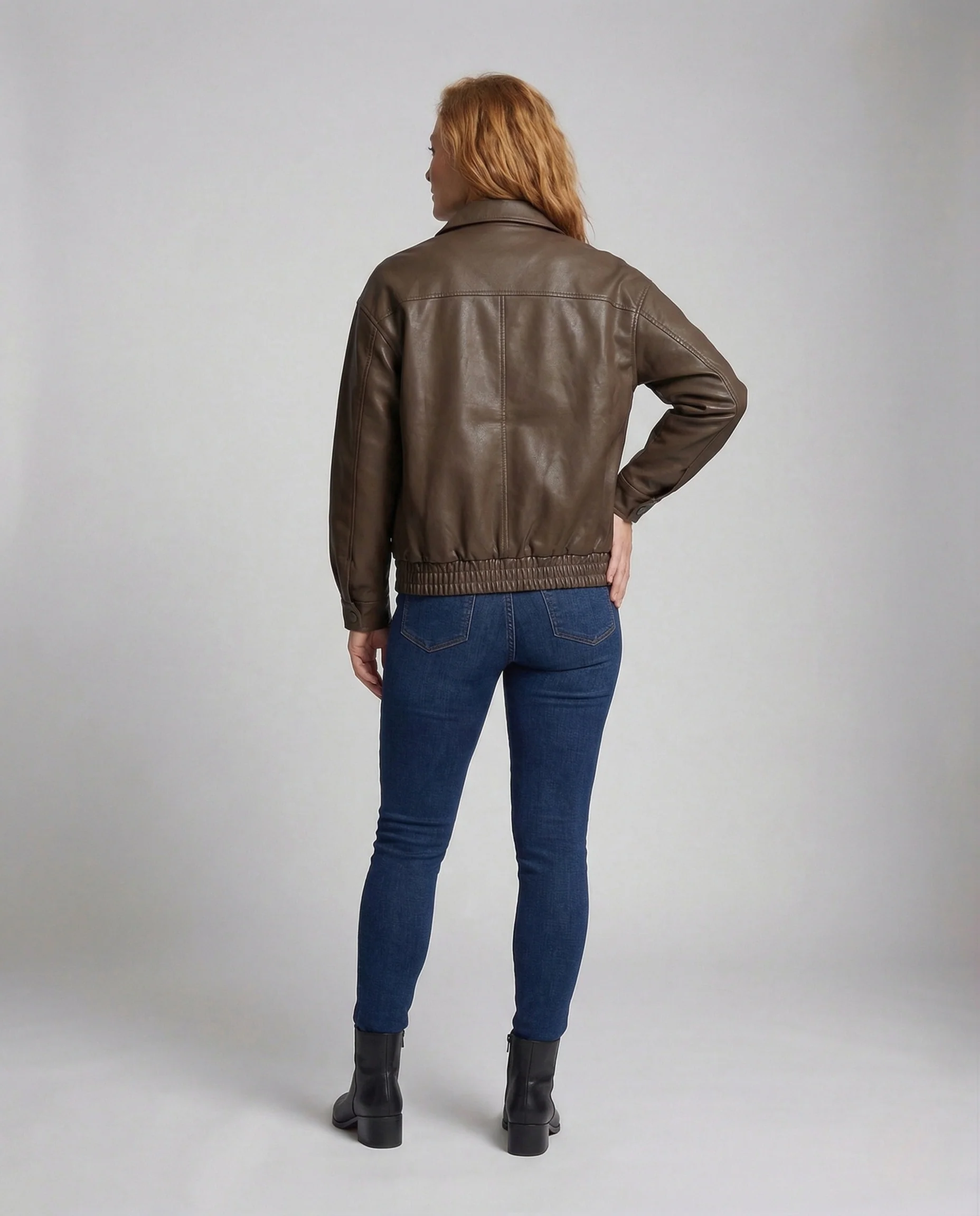 Damen Blouson mit Hemdkragen Lederoptik - Image 4