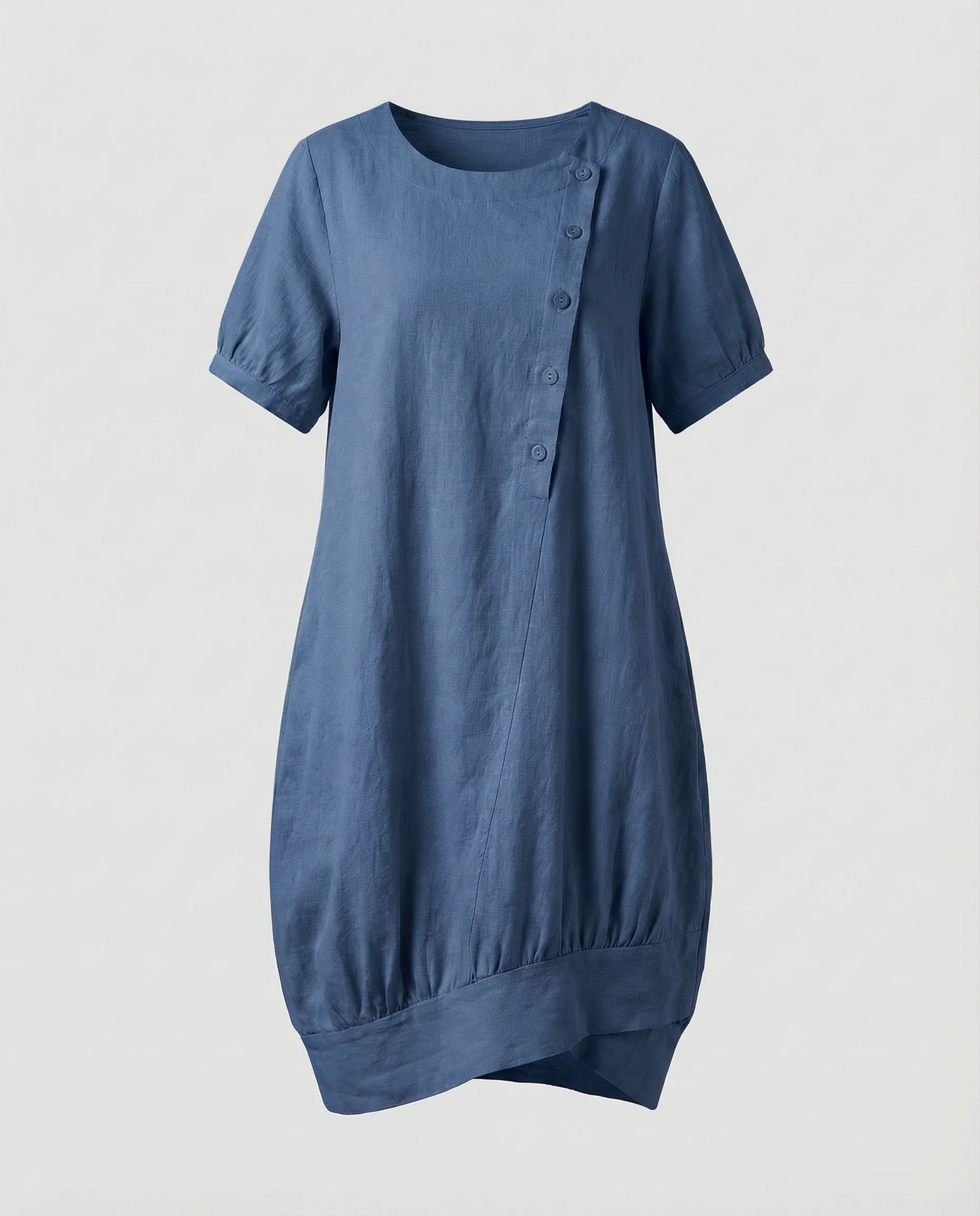 Damen Leinen Kurzkleid in A-Linie mit Taschen - Image 8