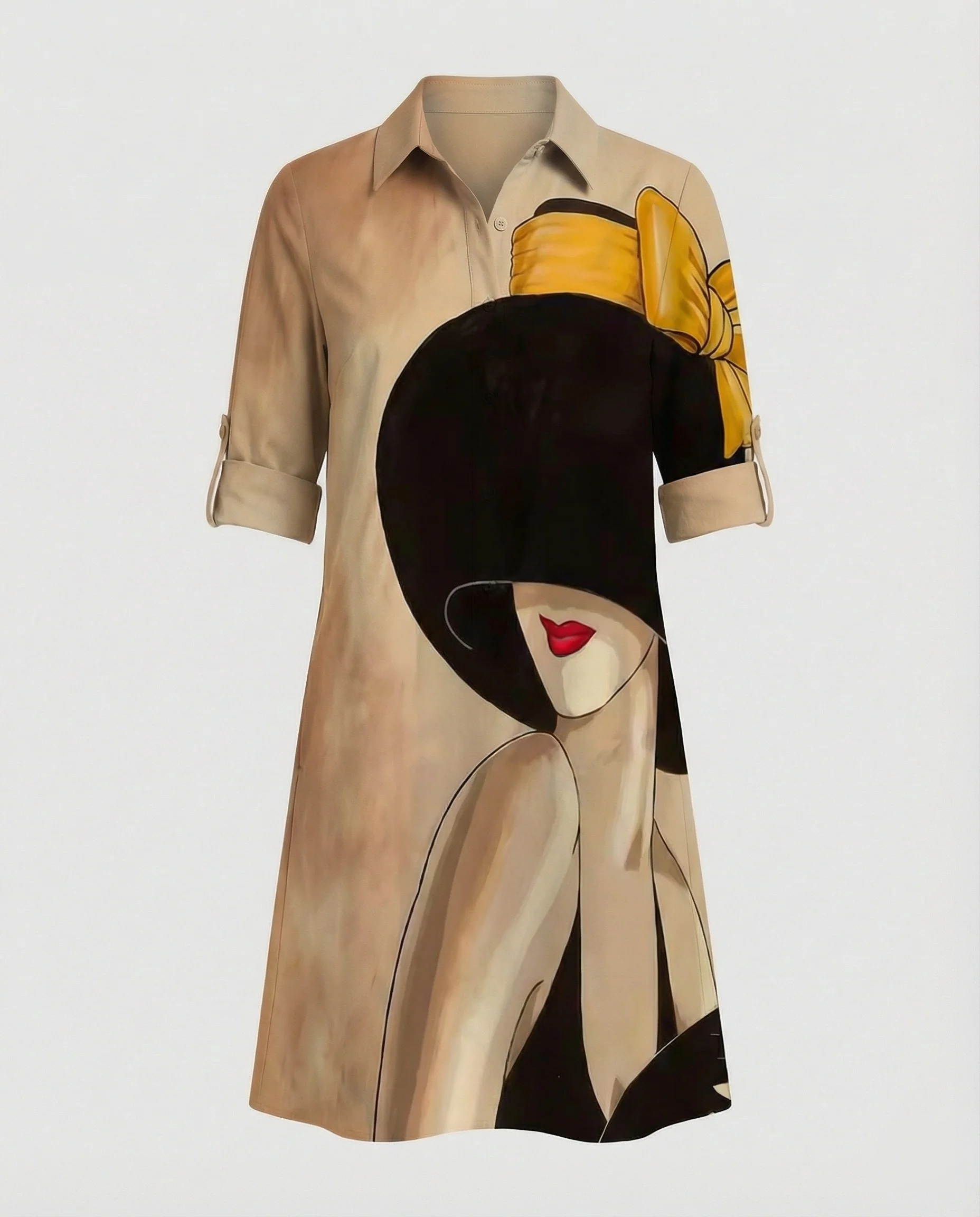 Damen Hemdblusenkleid Baumwolle Freizeit - Image 10