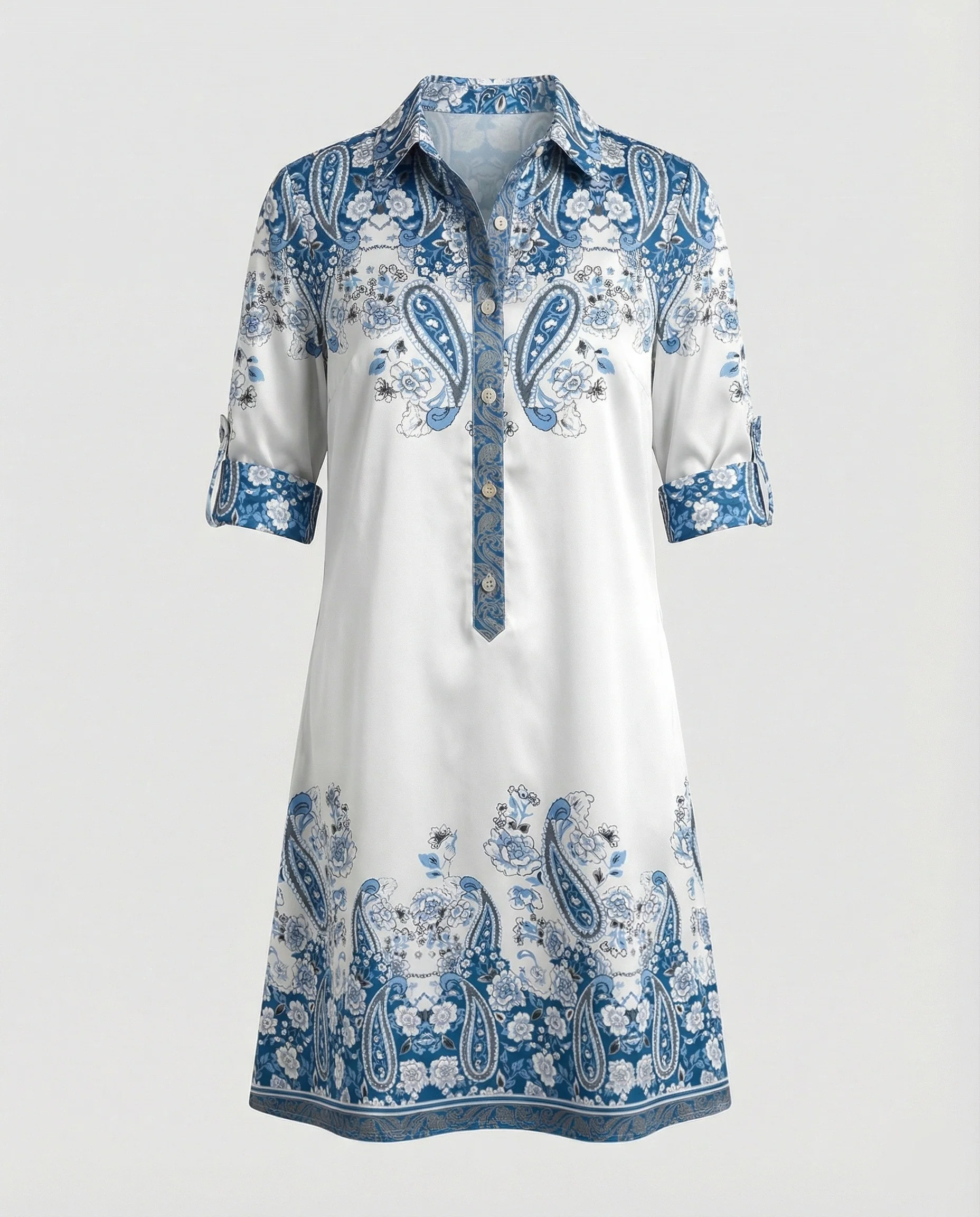 Damen Hemdblusenkleid Baumwolle Freizeit - Image 12