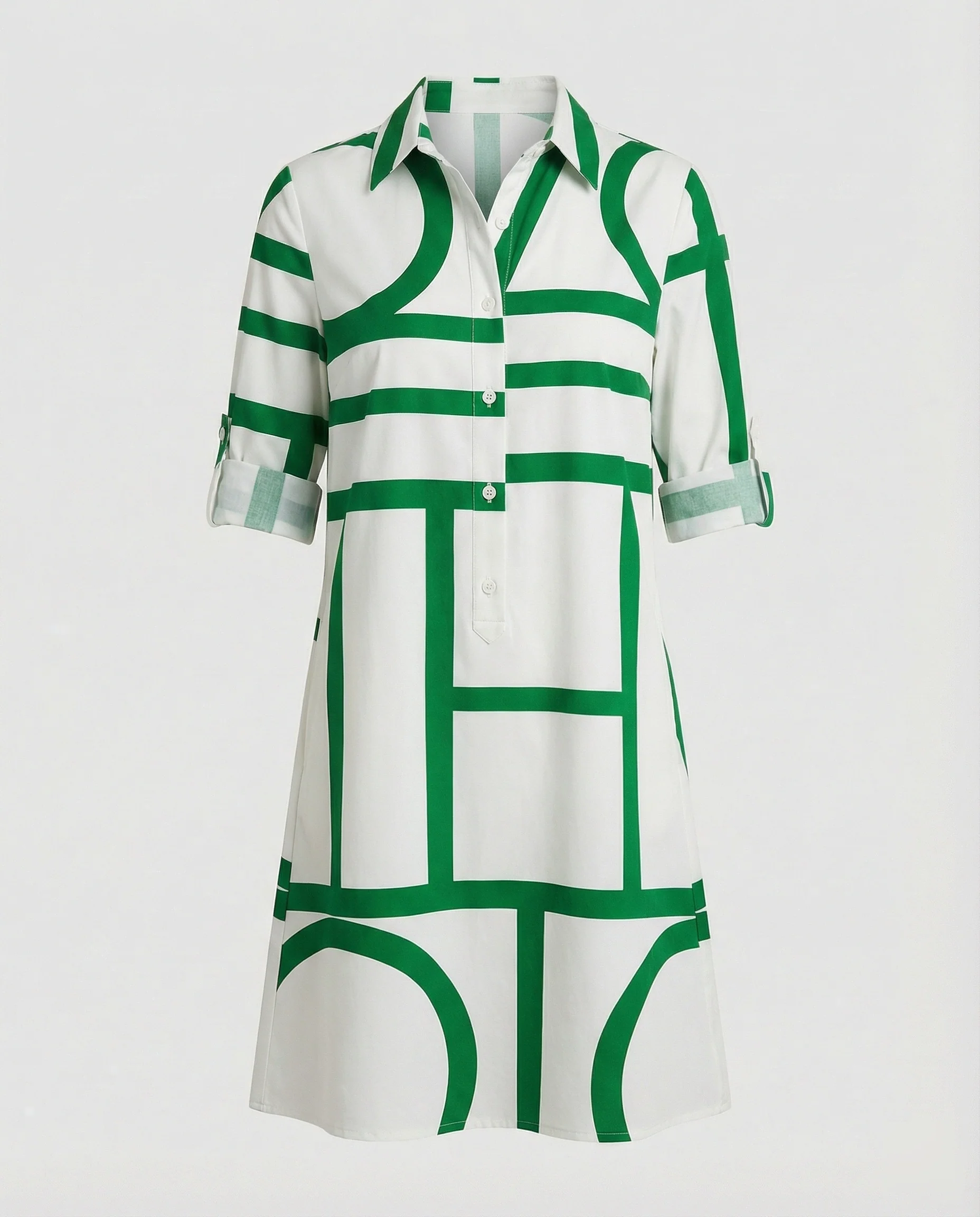 Damen Hemdblusenkleid Baumwolle Freizeit - Image 14