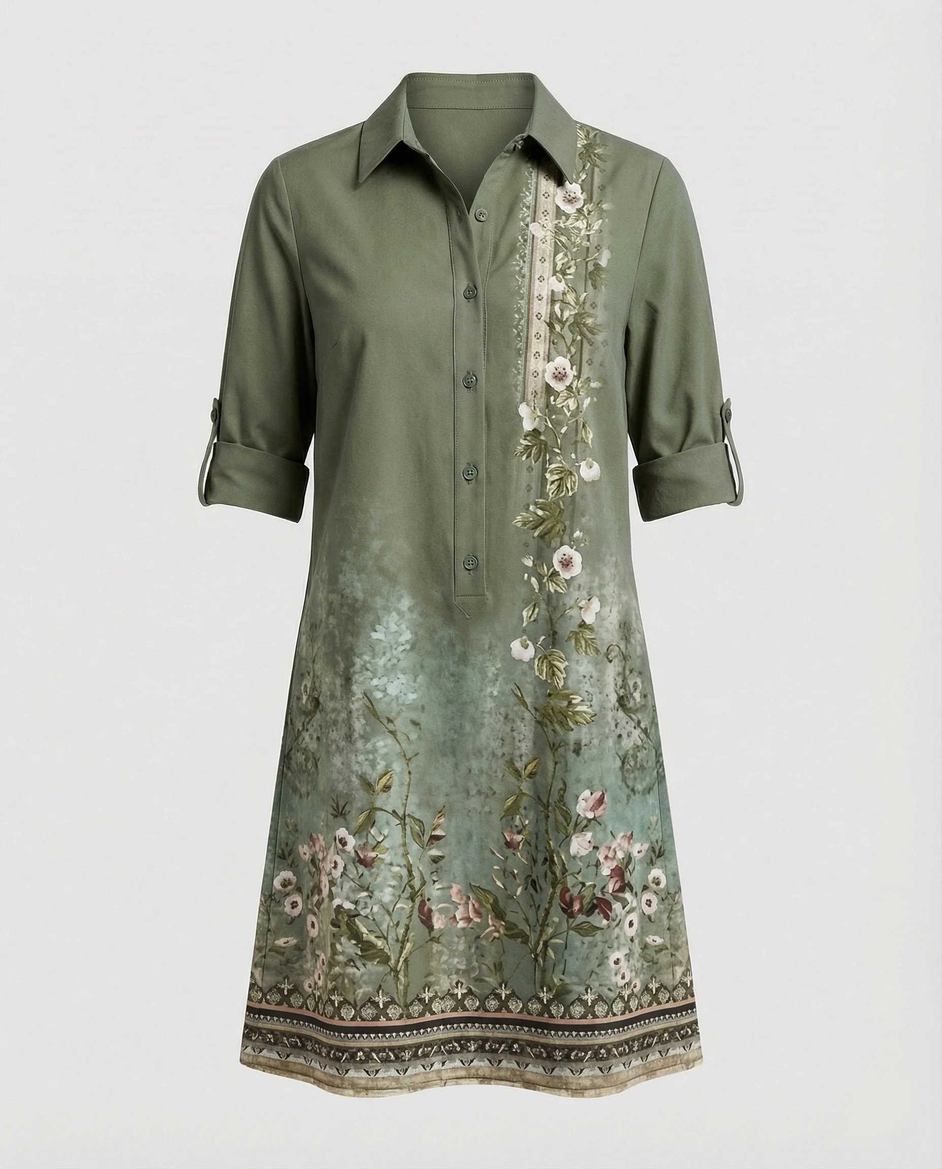 Damen Hemdblusenkleid Baumwolle Freizeit - Image 16