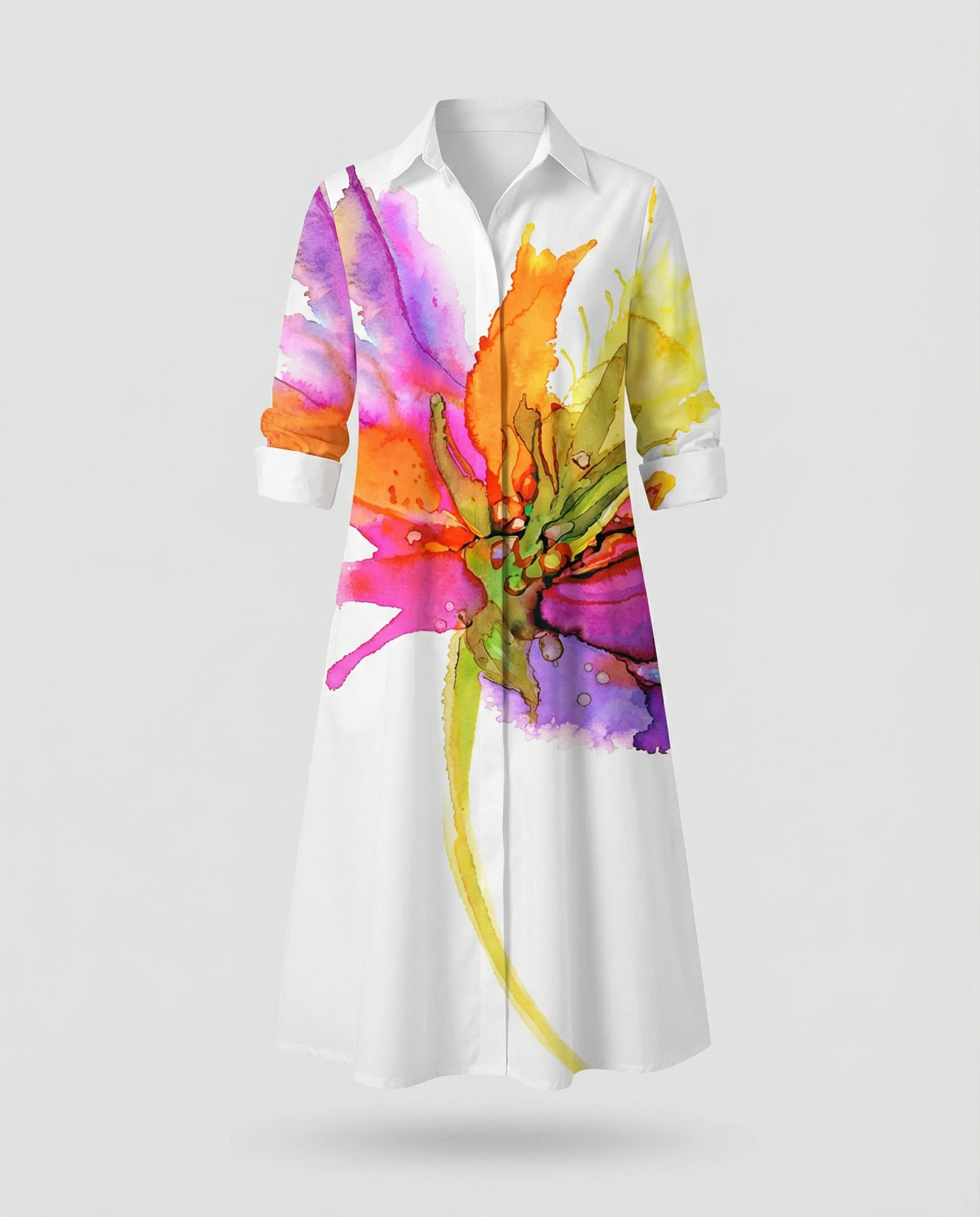 Damen Hemdblusenkleid Baumwolle Freizeit - Image 18