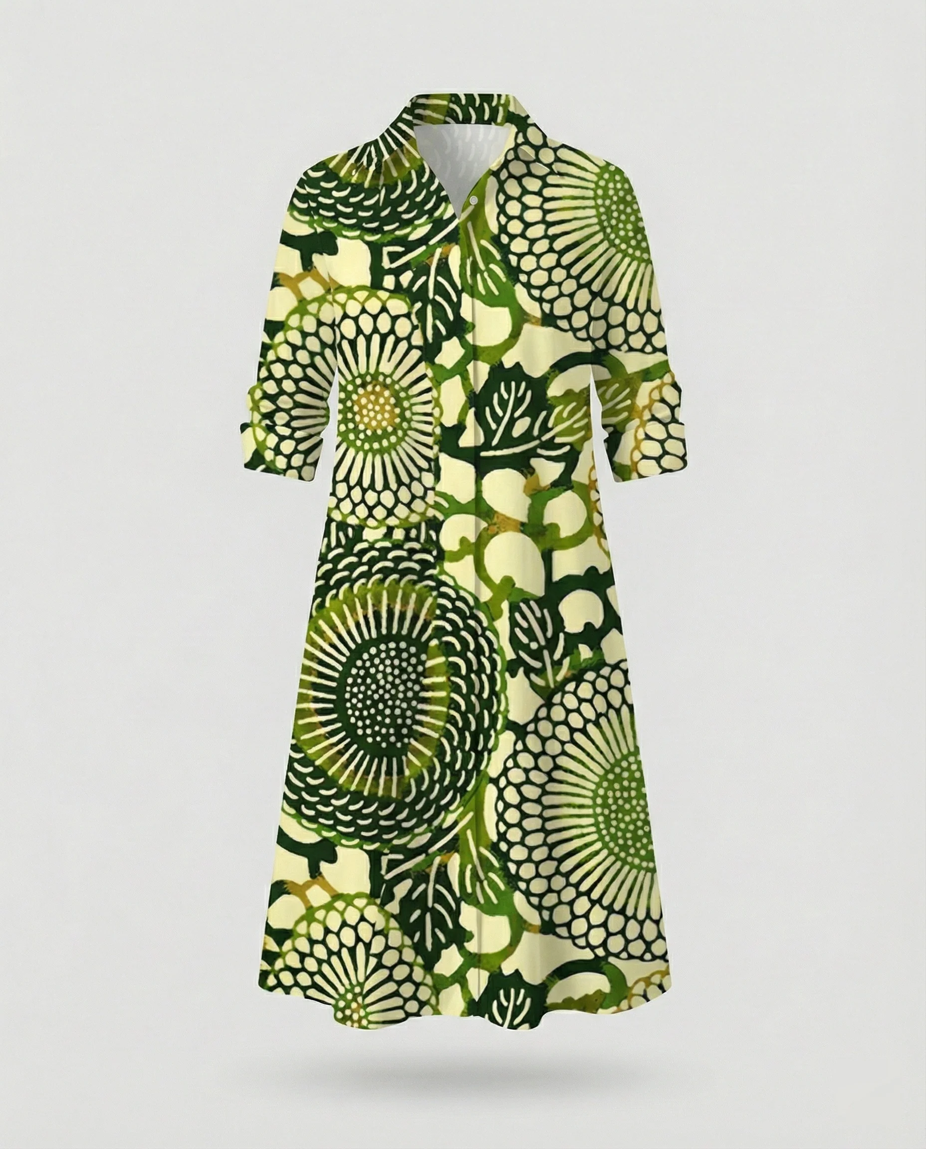 Damen Hemdblusenkleid Baumwolle Freizeit - Image 19