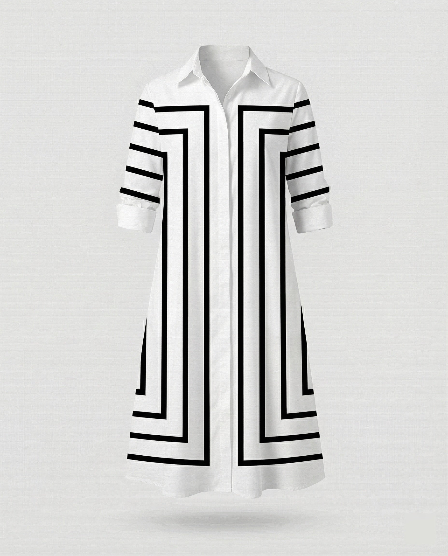 Damen Hemdblusenkleid Baumwolle Freizeit - Image 20