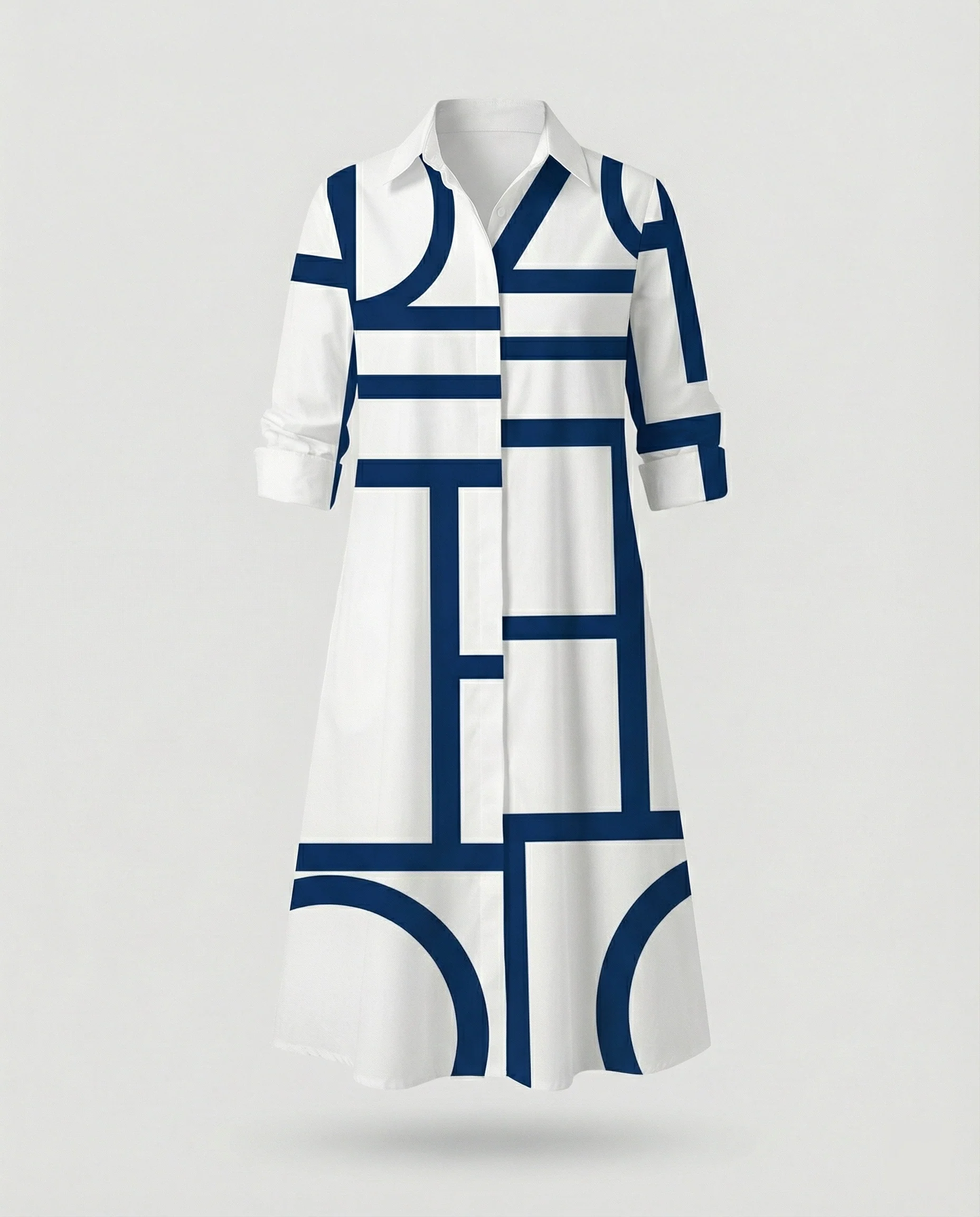Damen Hemdblusenkleid Baumwolle Freizeit - Image 22
