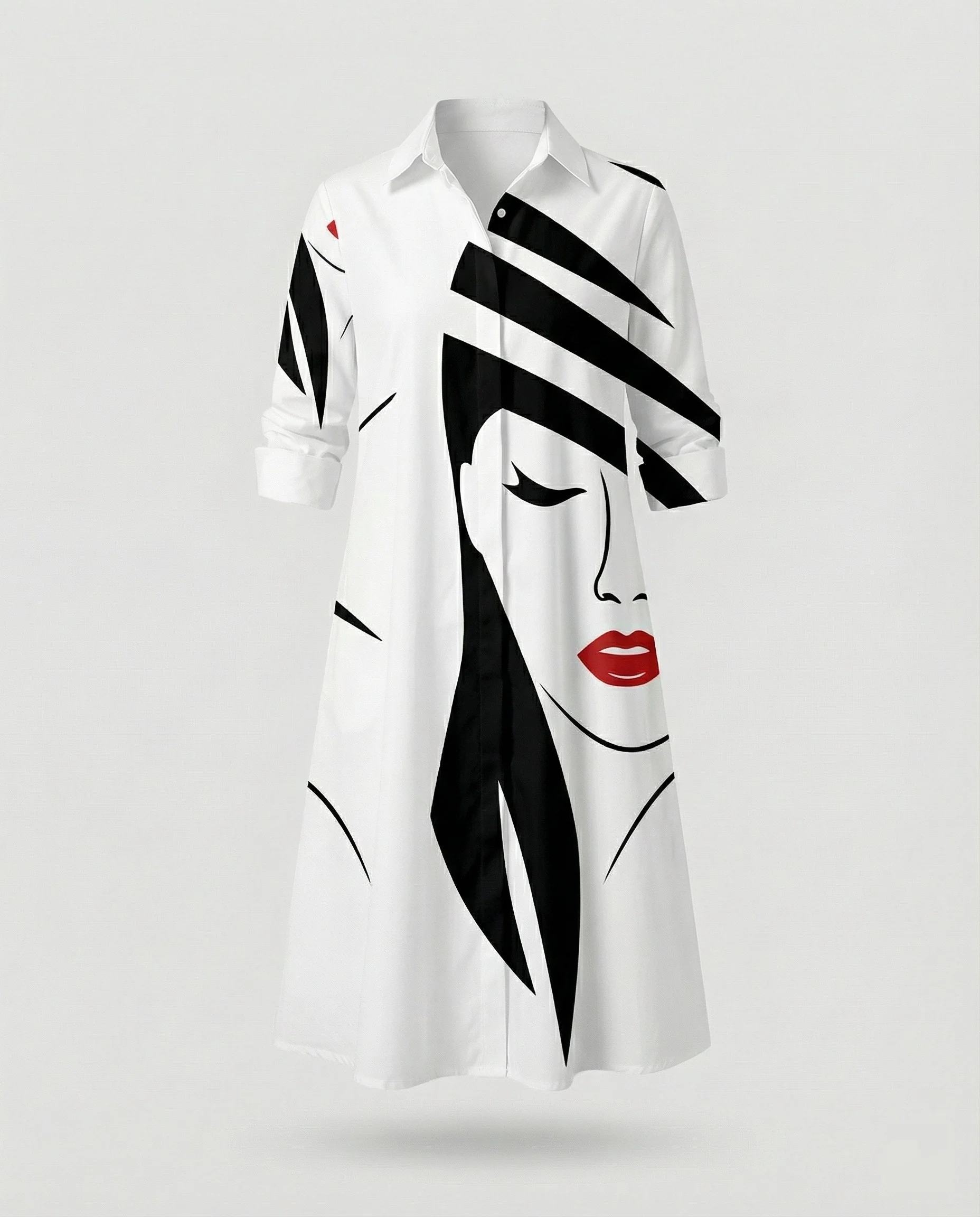 Damen Hemdblusenkleid Baumwolle Freizeit - Image 23