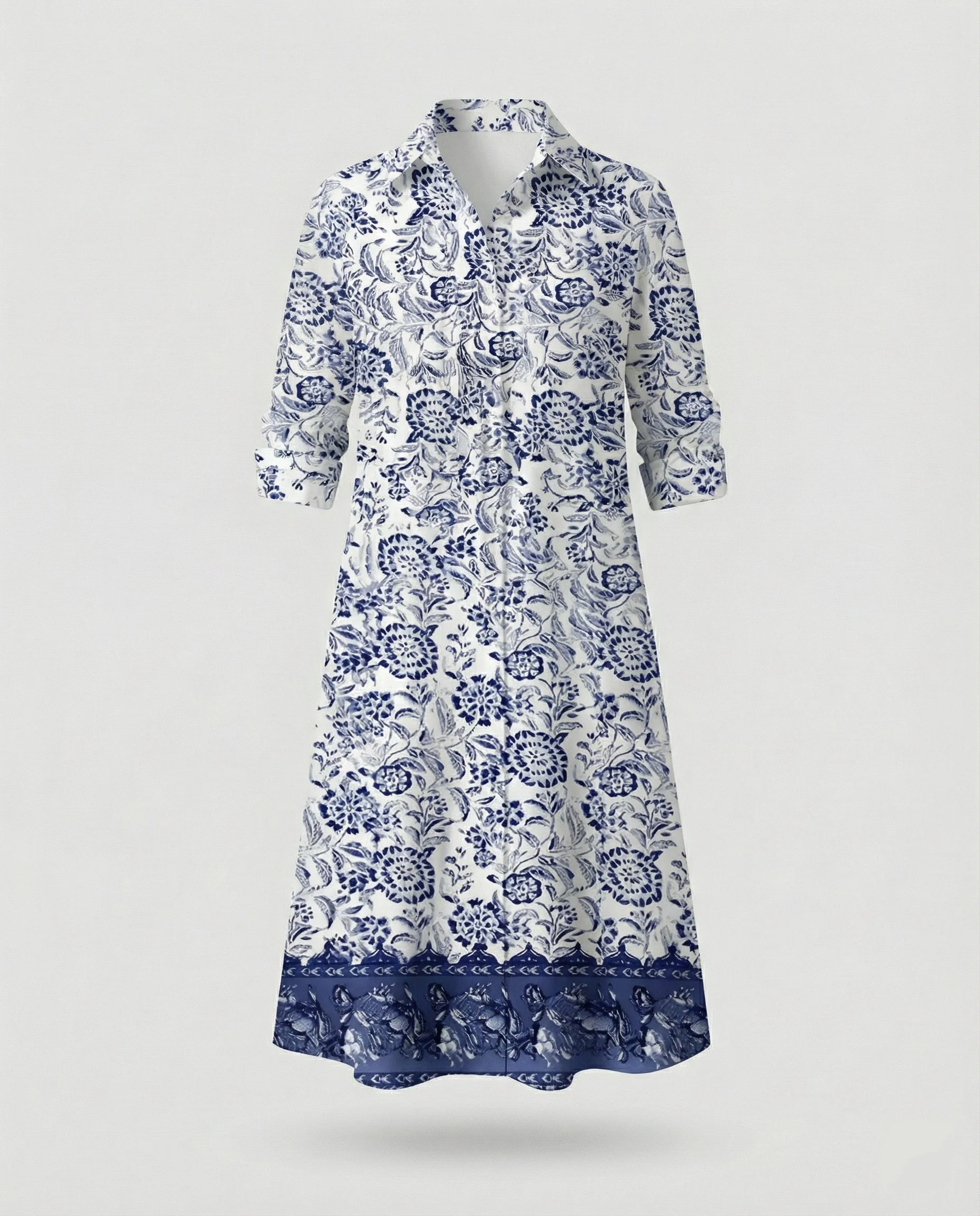 Damen Hemdblusenkleid Baumwolle Freizeit - Image 24
