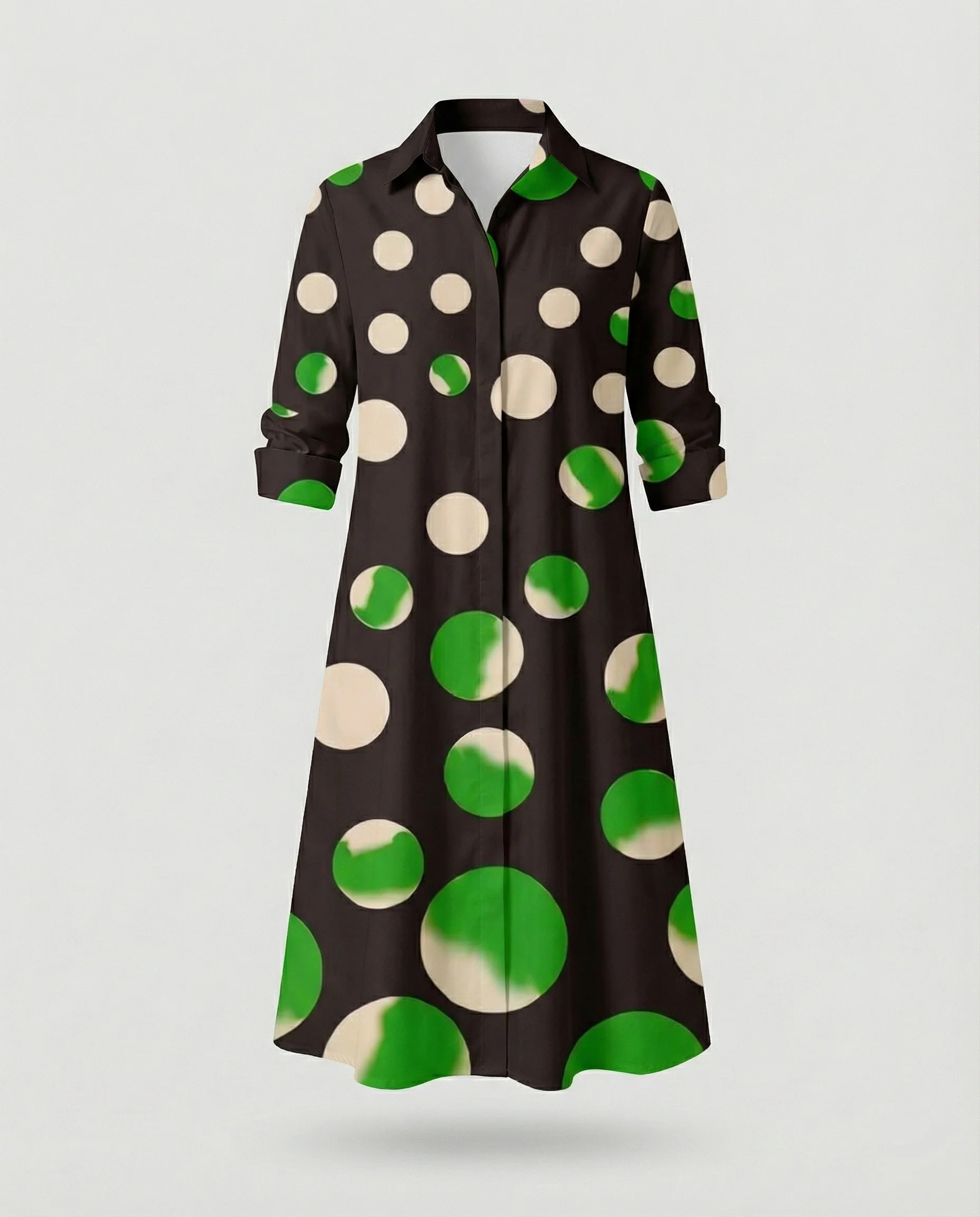 Damen Hemdblusenkleid Baumwolle Freizeit - Image 26