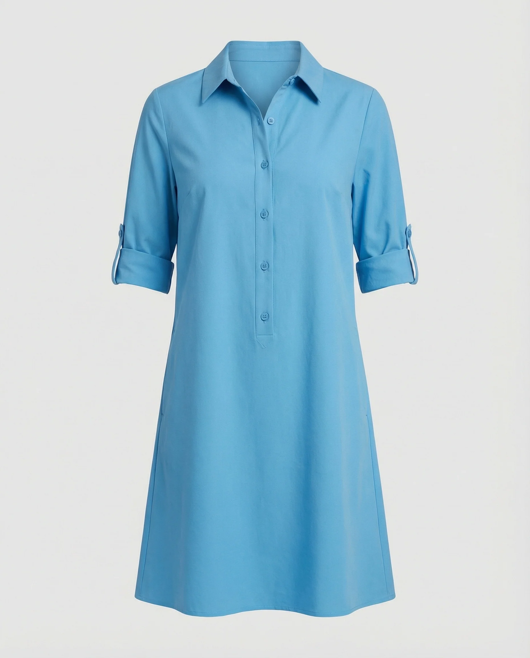 Damen Hemdblusenkleid Baumwolle Freizeit - Image 6