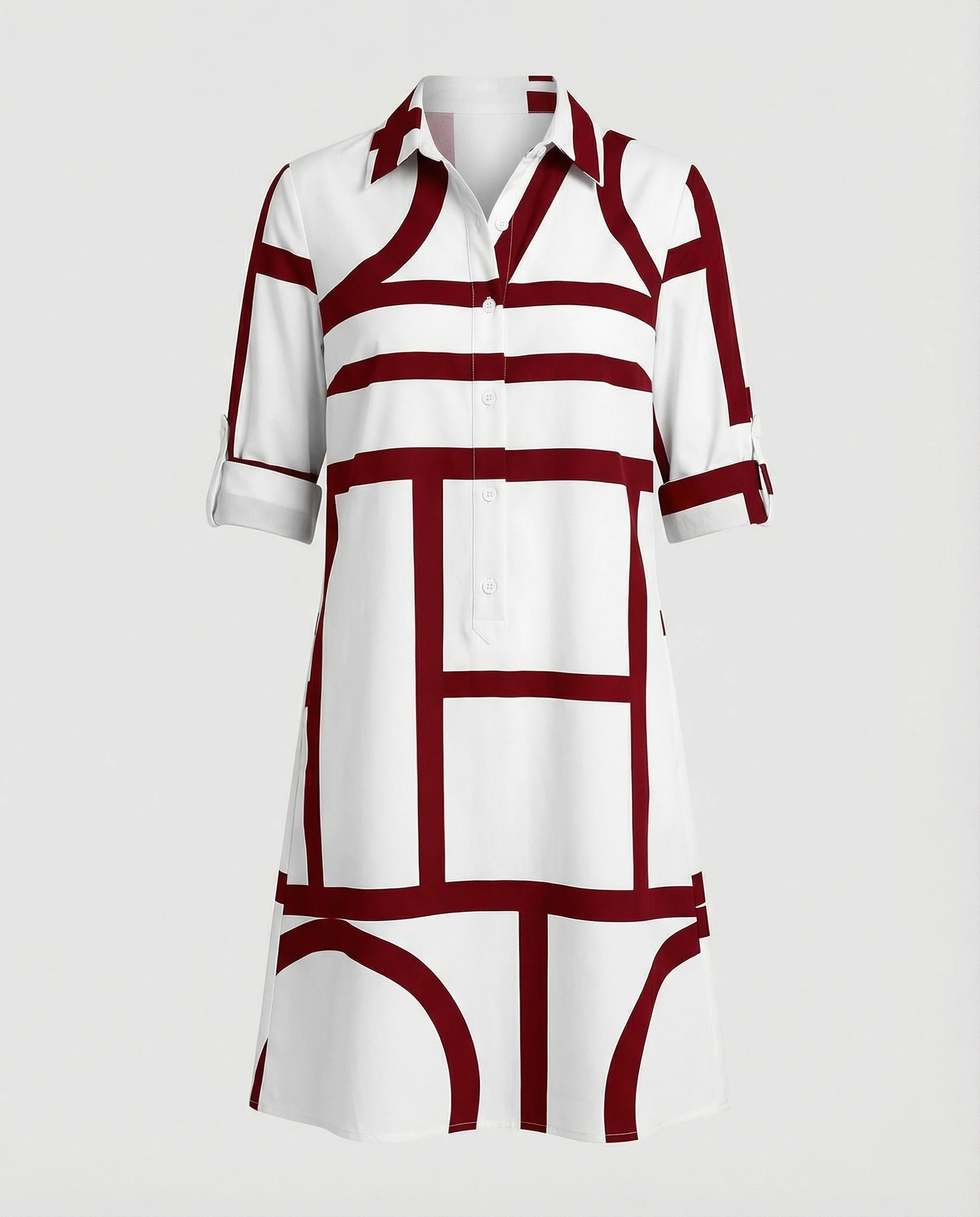 Damen Hemdblusenkleid Baumwolle Freizeit - Image 7