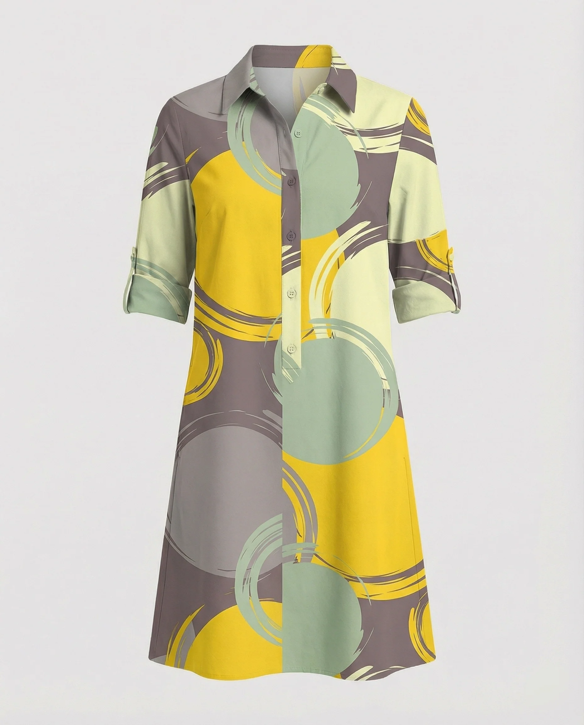 Damen Hemdblusenkleid Baumwolle Freizeit - Image 8