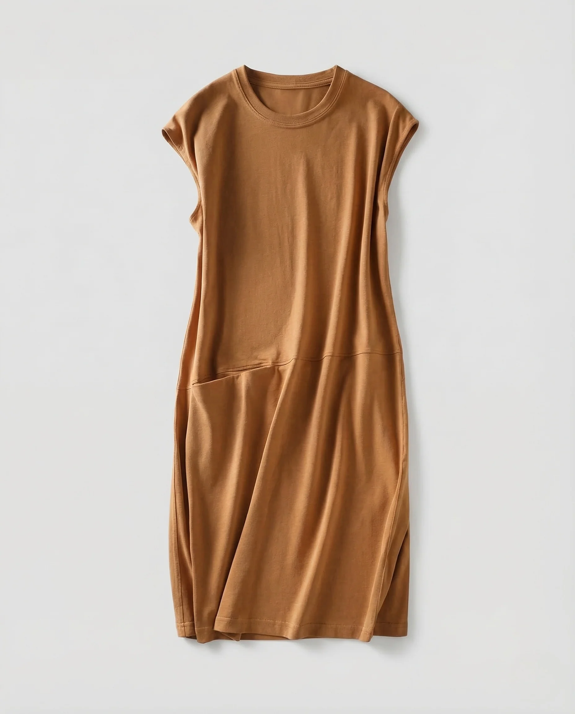 Damen Jersey Midikleid Asymmetrische Naht - Image 5