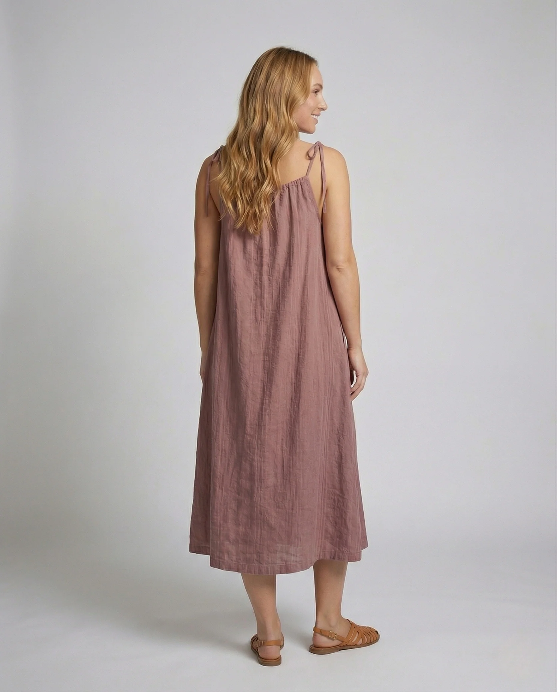 Damen Leinen Maxikleid mit Spaghettiträgern - Image 2