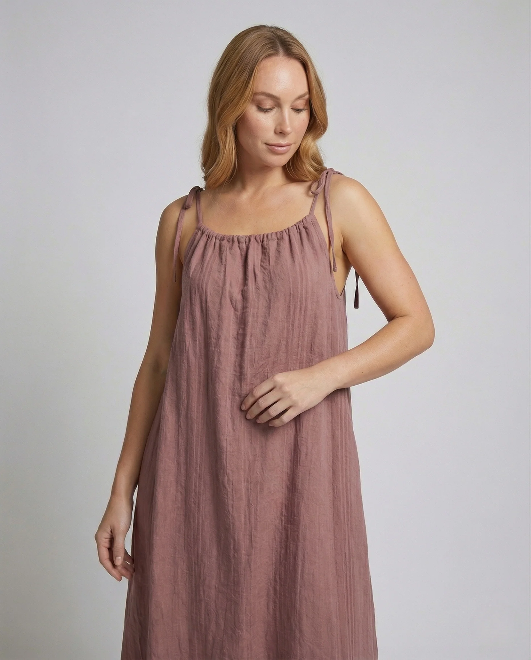 Damen Leinen Maxikleid mit Spaghettiträgern - Image 3