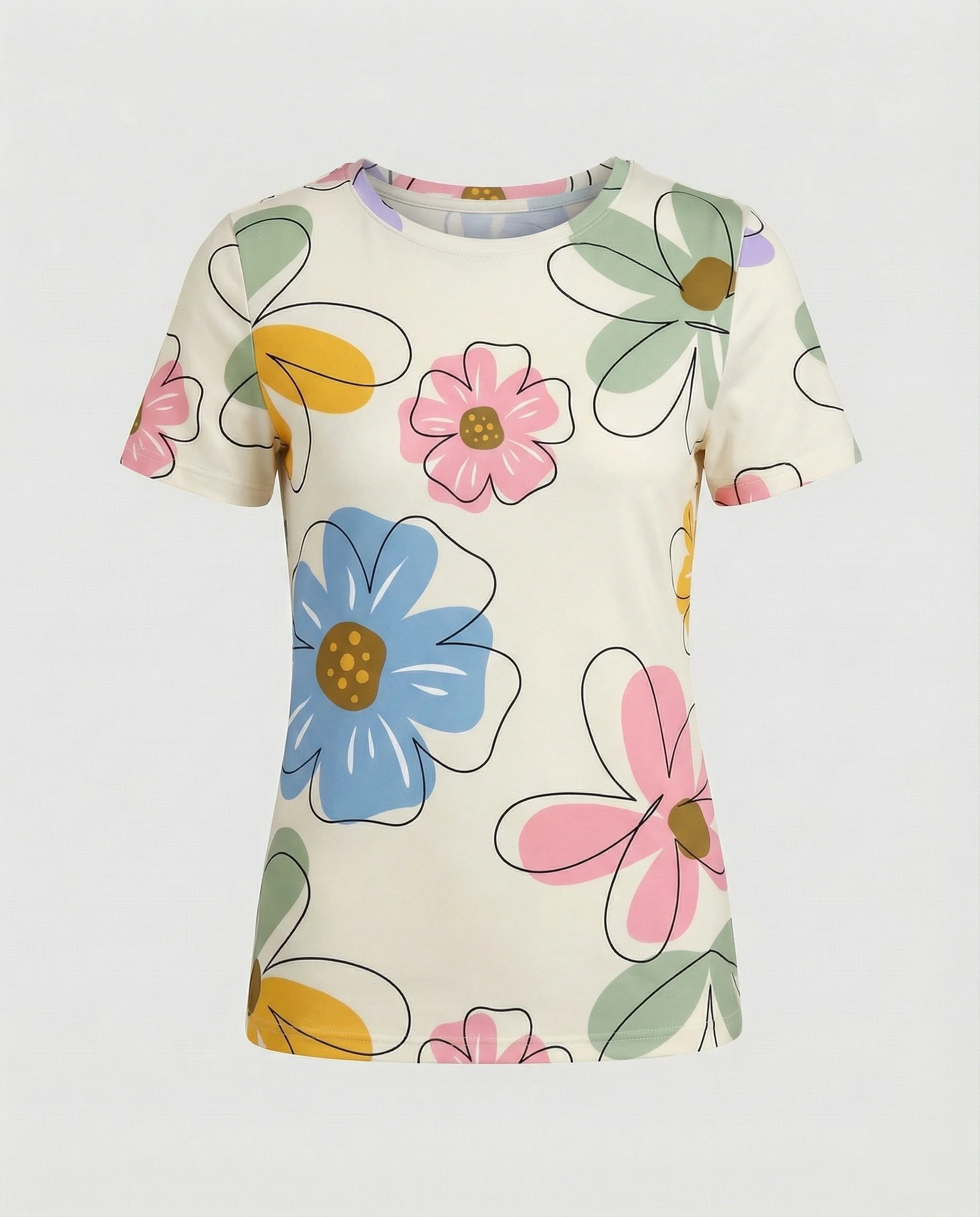 Kurzarmshirt Damen Mit Blumenprint - Image 15