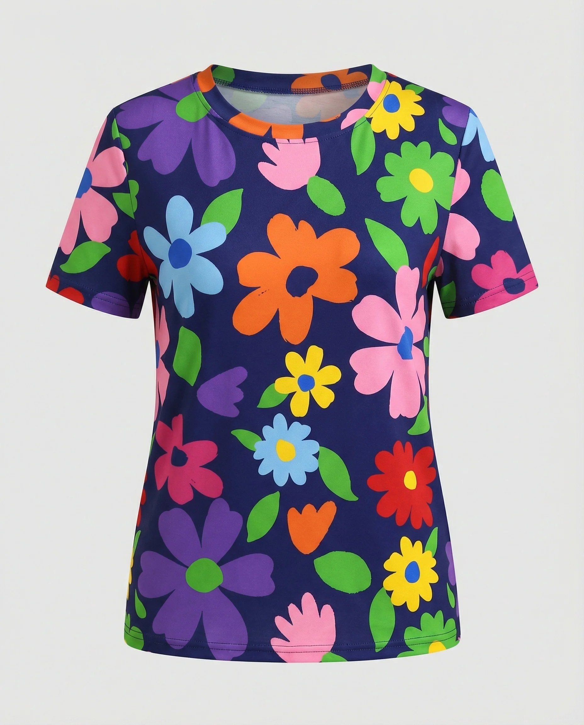 Kurzarmshirt Damen Mit Blumenprint - Image 24